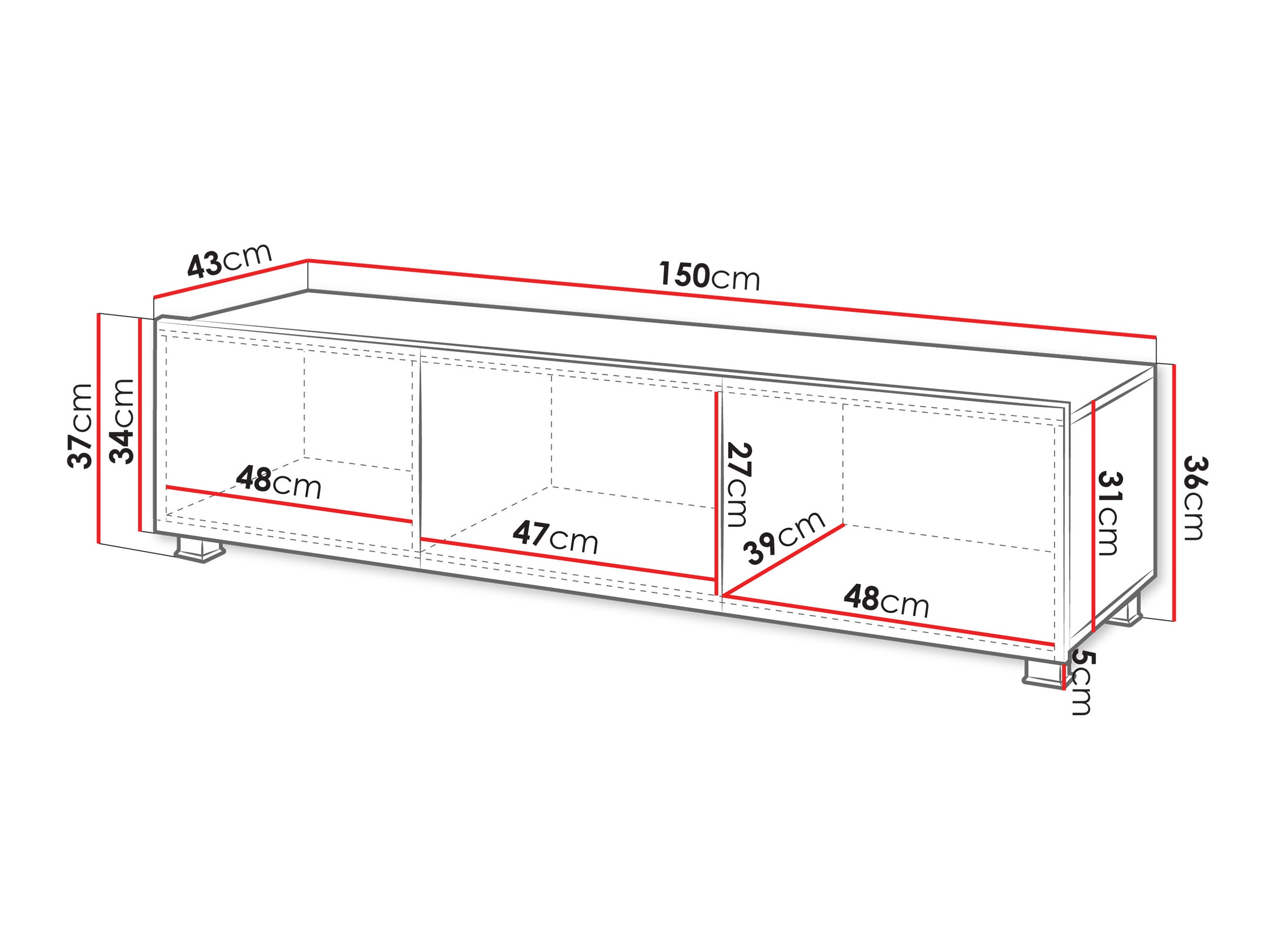 Έπιπλο τηλεόρασης Tivdalu 103 (Μαύρο + Γυαλιστερό μαύρο)