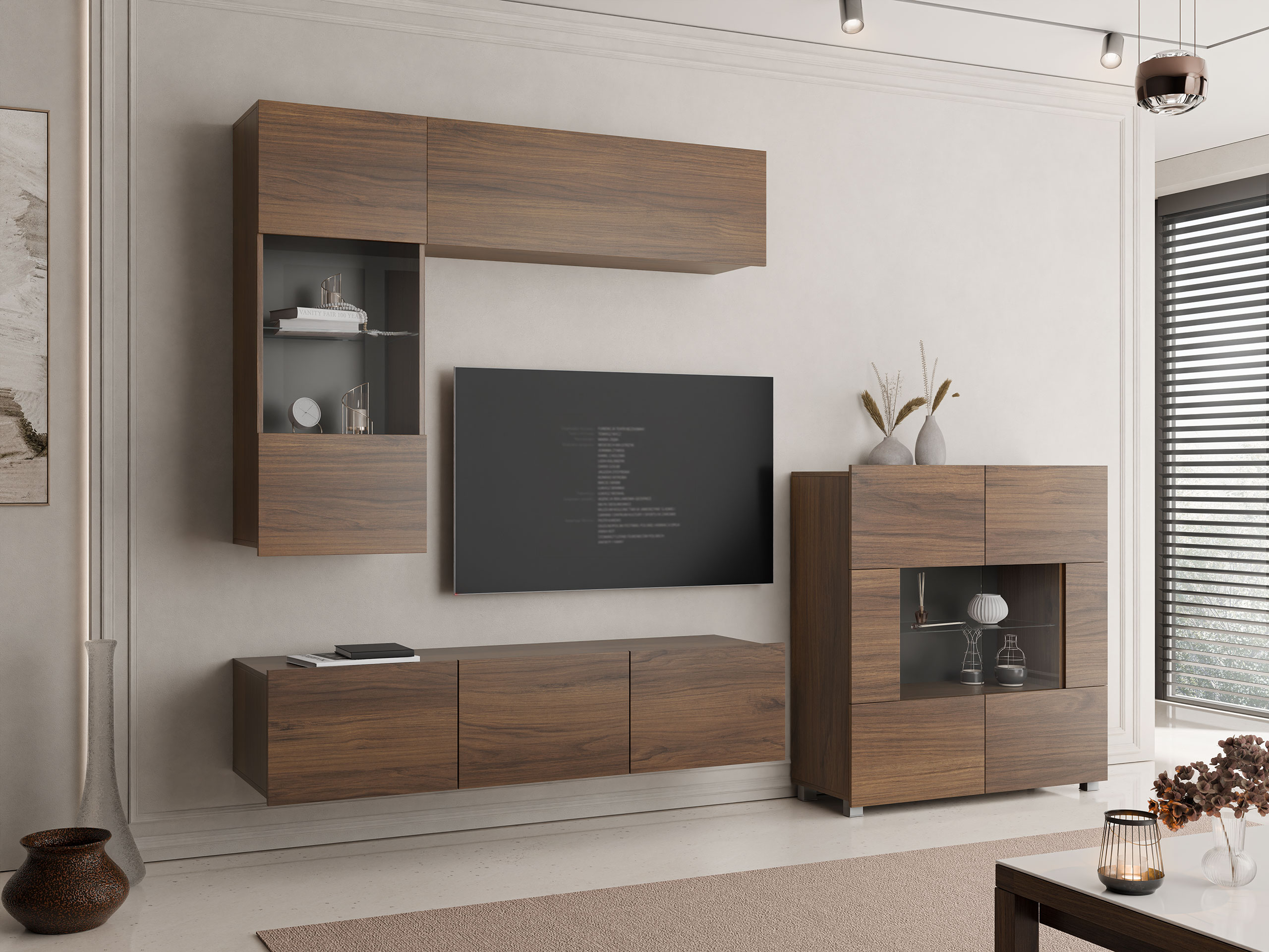 Σετ επίπλων σαλονιού Remus III (Καρυδί)