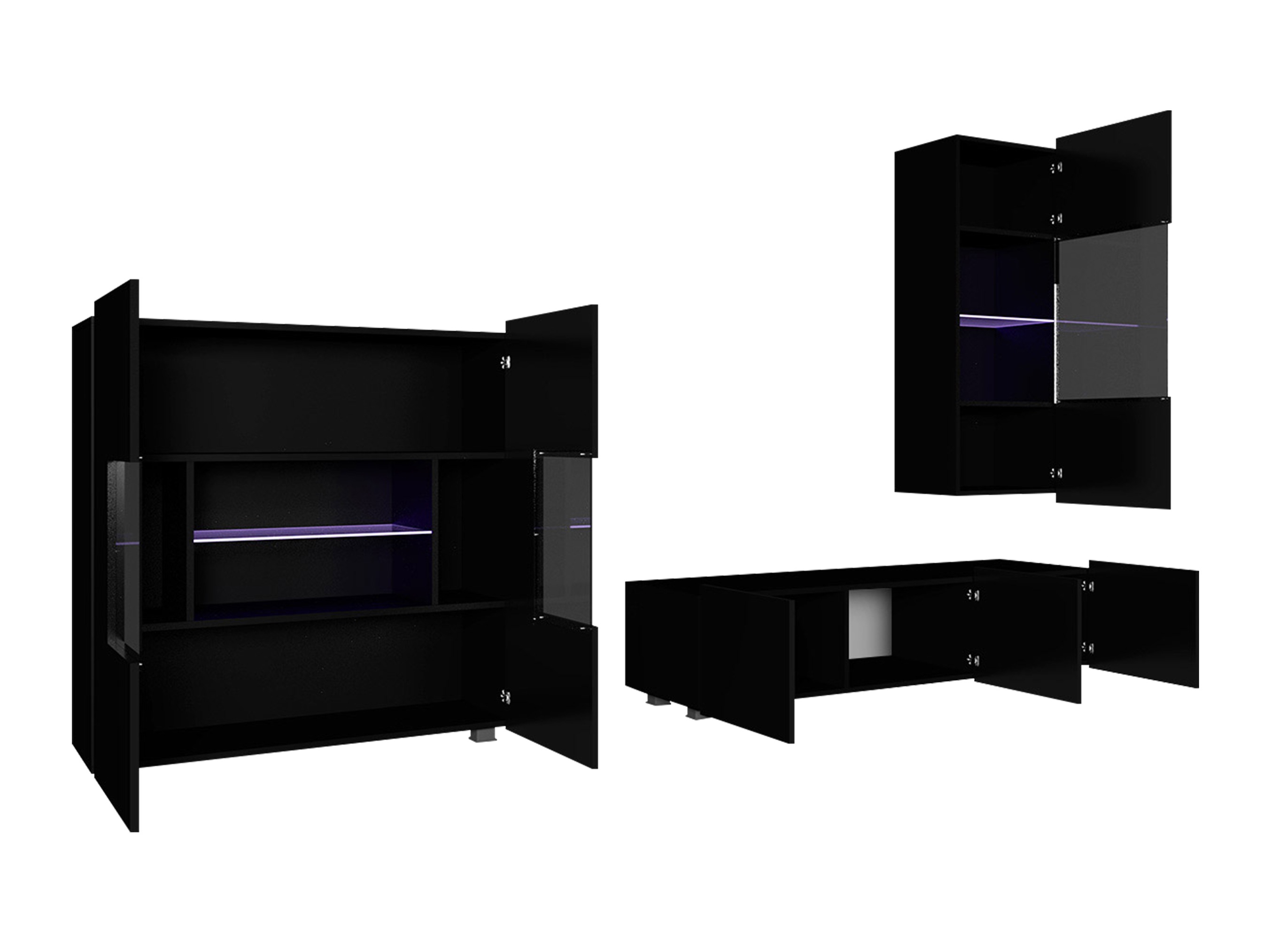 Σετ επίπλων σαλονιού Remus VII (Άσπρο + Γυαλιστερό λευκό)