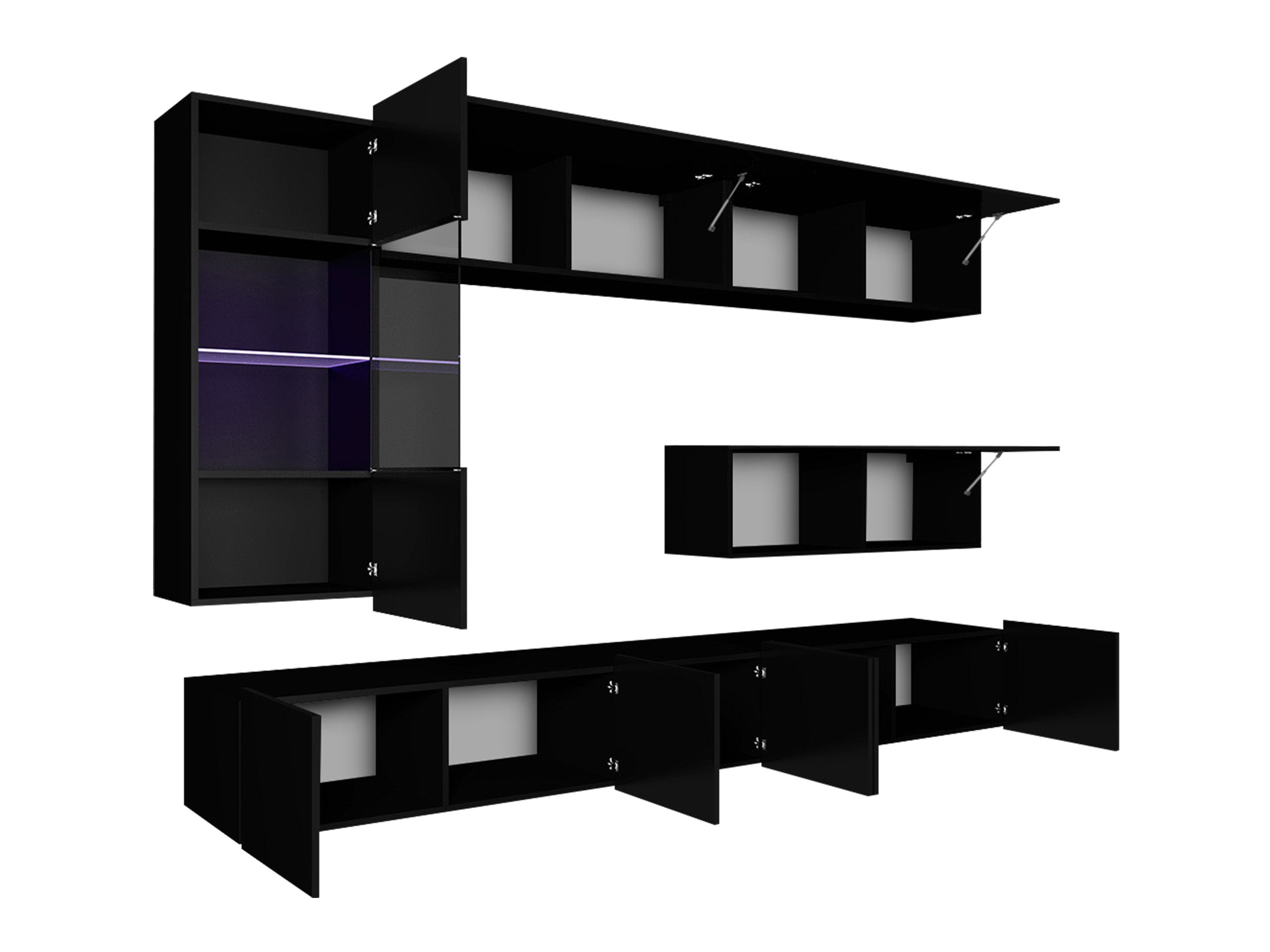 Σετ επίπλων σαλονιού Remus IV (Μαύρο + Γυαλιστερό μαύρο)