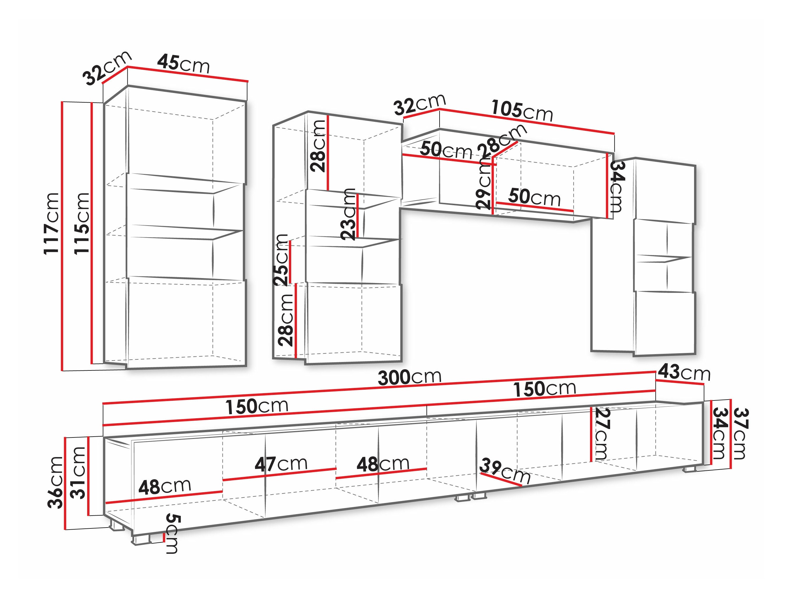 Σετ επίπλων σαλονιού Remus V (Μαύρο + Γυαλιστερό μαύρο)