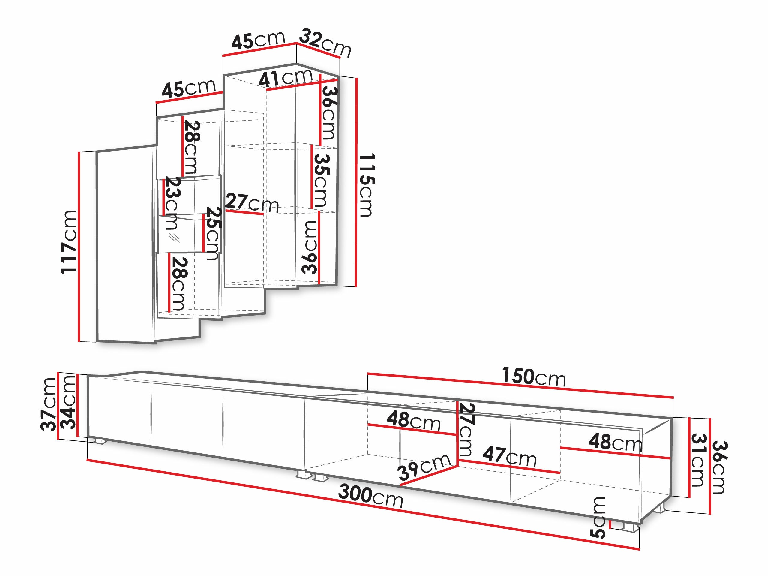 Σετ επίπλων σαλονιού Remus XVII (Μαύρο + Γυαλιστερό μαύρο)