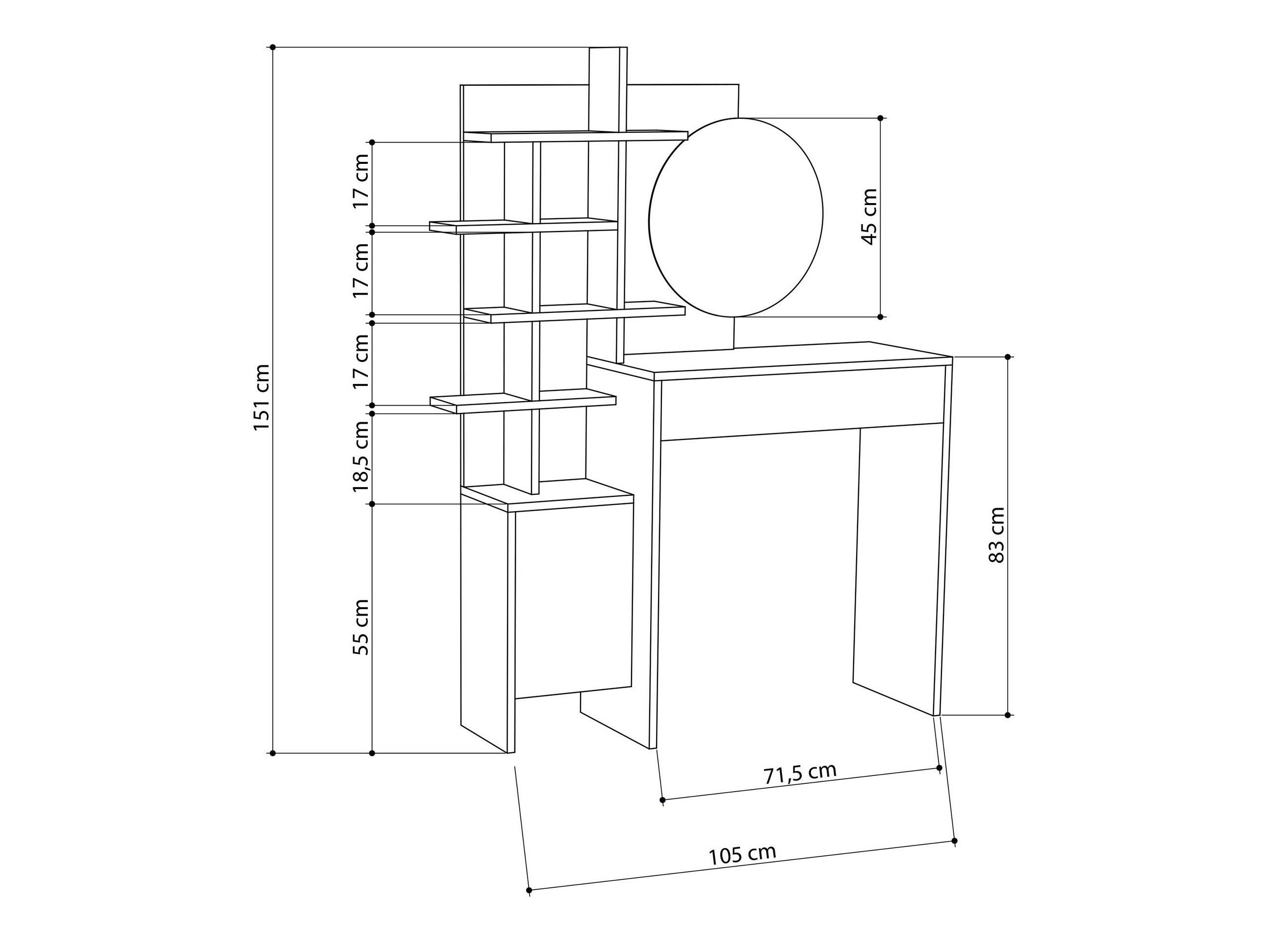 Τουαλέτα Kailua 220 (Άσπρο + Δρυς)