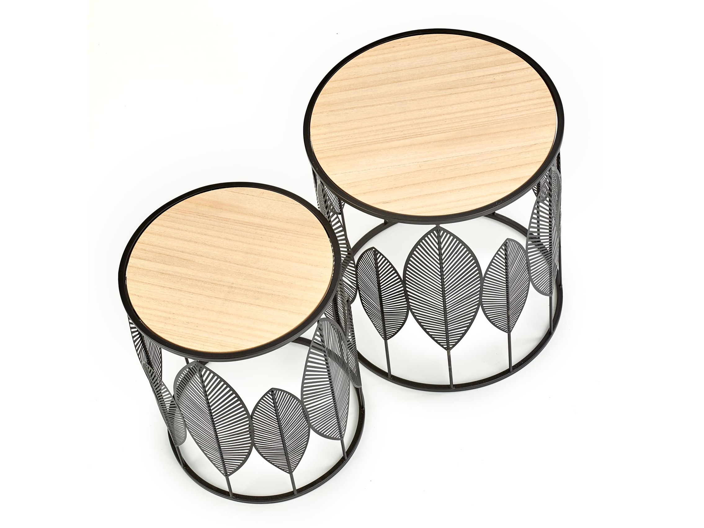 Σετ βοηθητικών τραπεζιών Houston 974 (Μαύρο + Ανοιχτό χρώμα ξύλου)