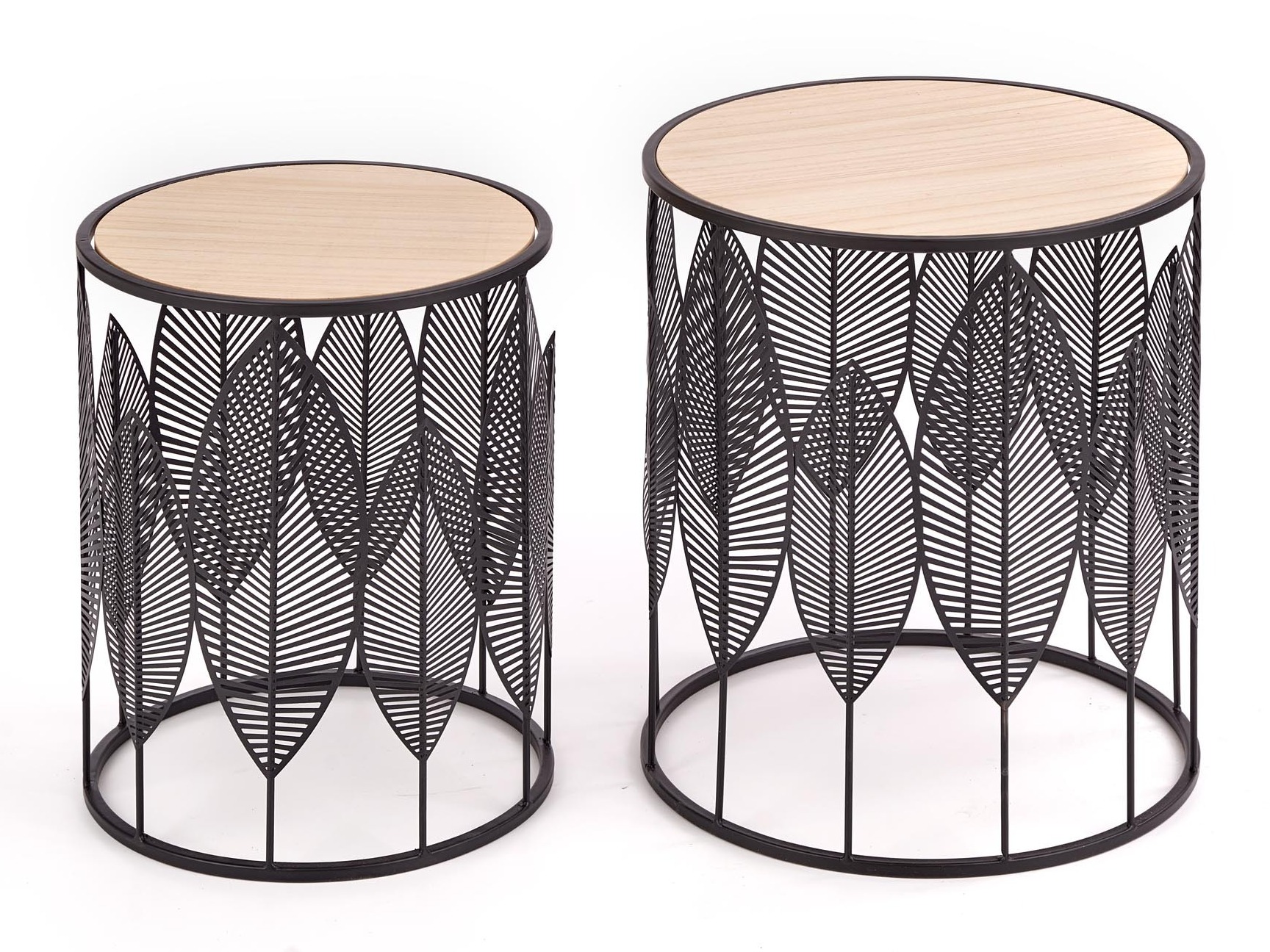 Σετ βοηθητικών τραπεζιών Houston 974 (Μαύρο + Ανοιχτό χρώμα ξύλου)