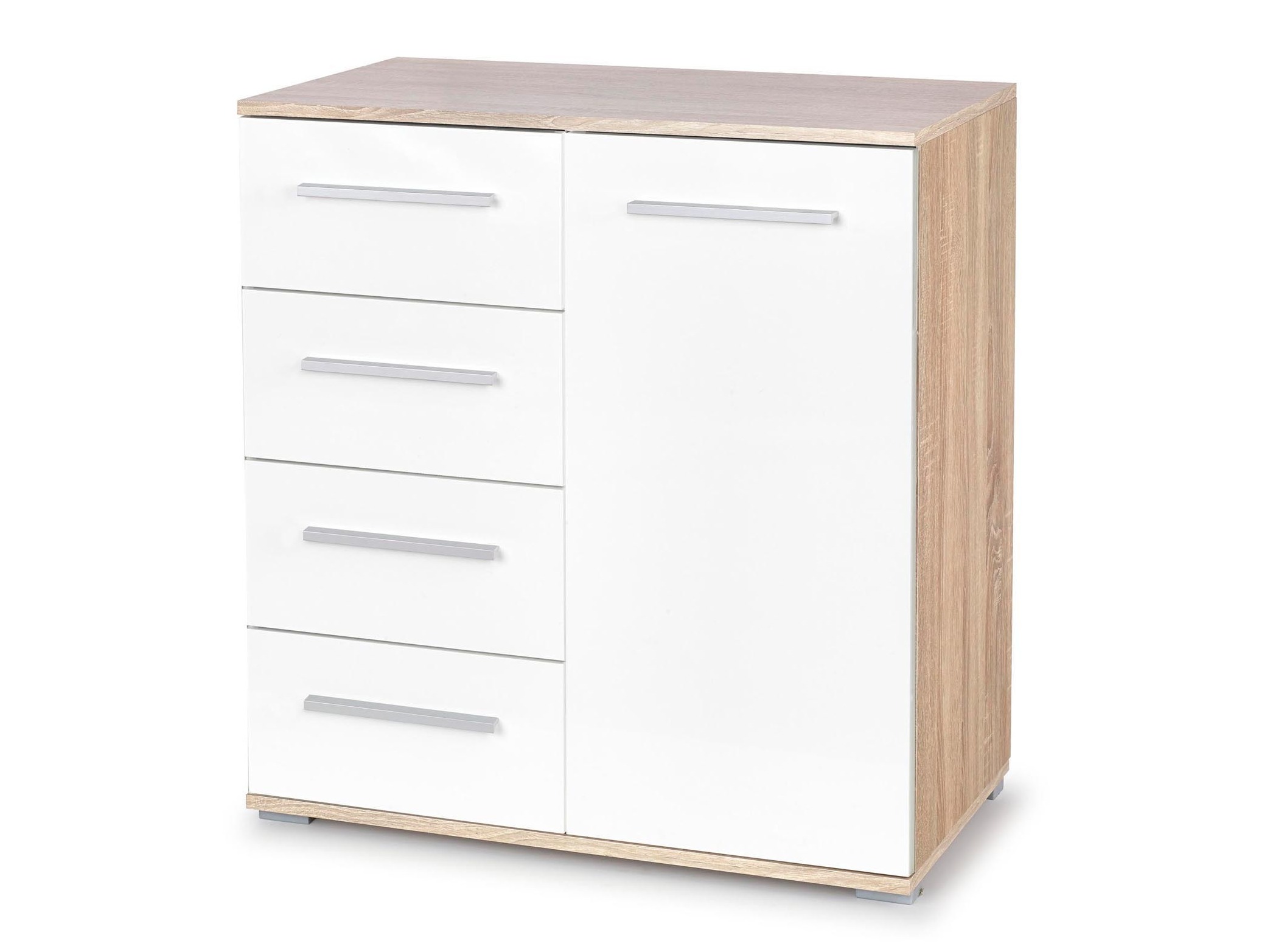 Συρταριέρα Cirveso 101 (Sonoma οξιά + Γυαλιστερό λευκό)