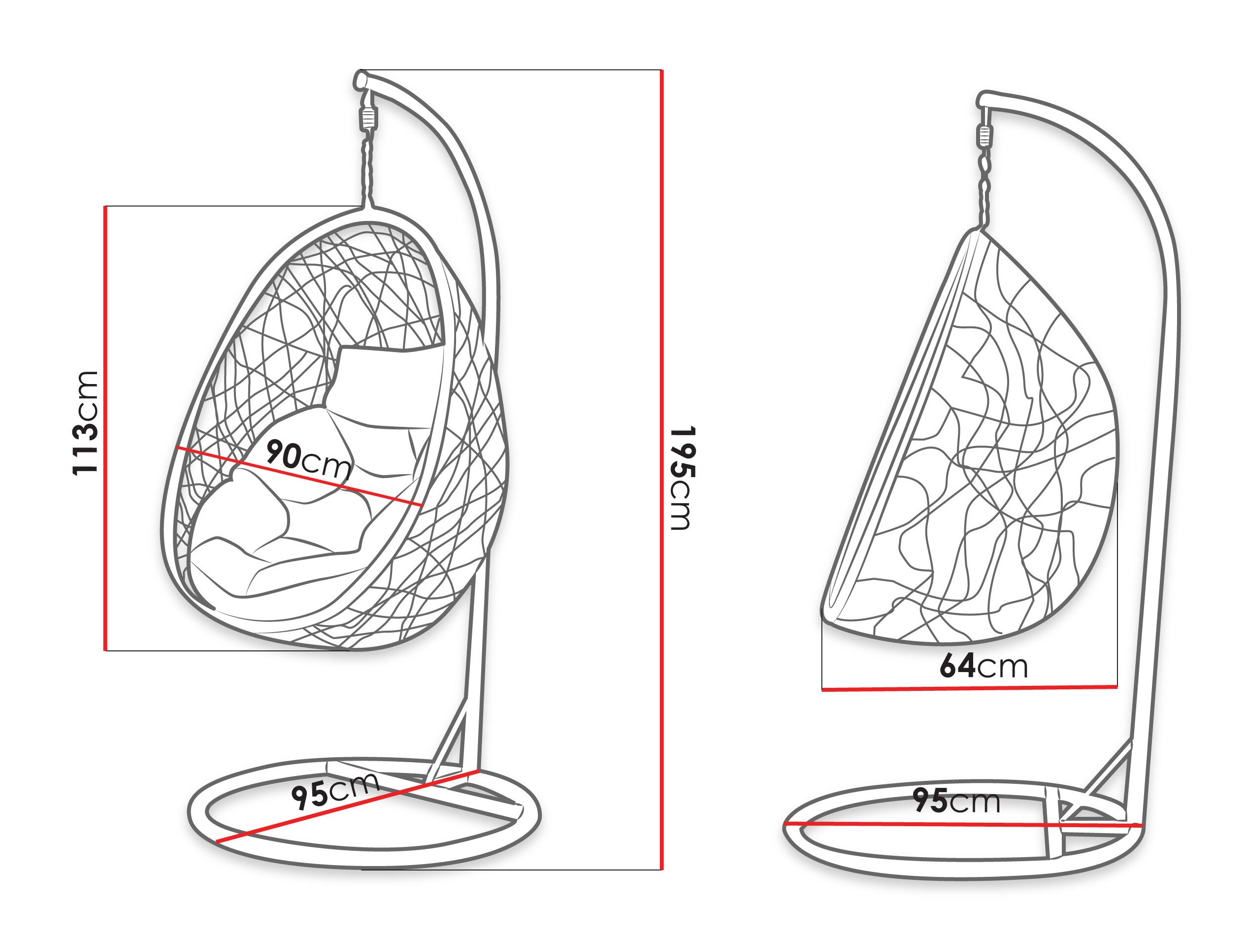 Κρεμαστή πολυθρόνα Comfivo Undtudo (Σκούρο γκρι + Γκρι)