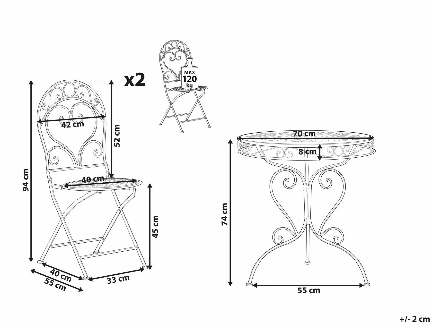 Σετ επίπλων μπαλκονιού Berwyn 3226 (Ροζ)