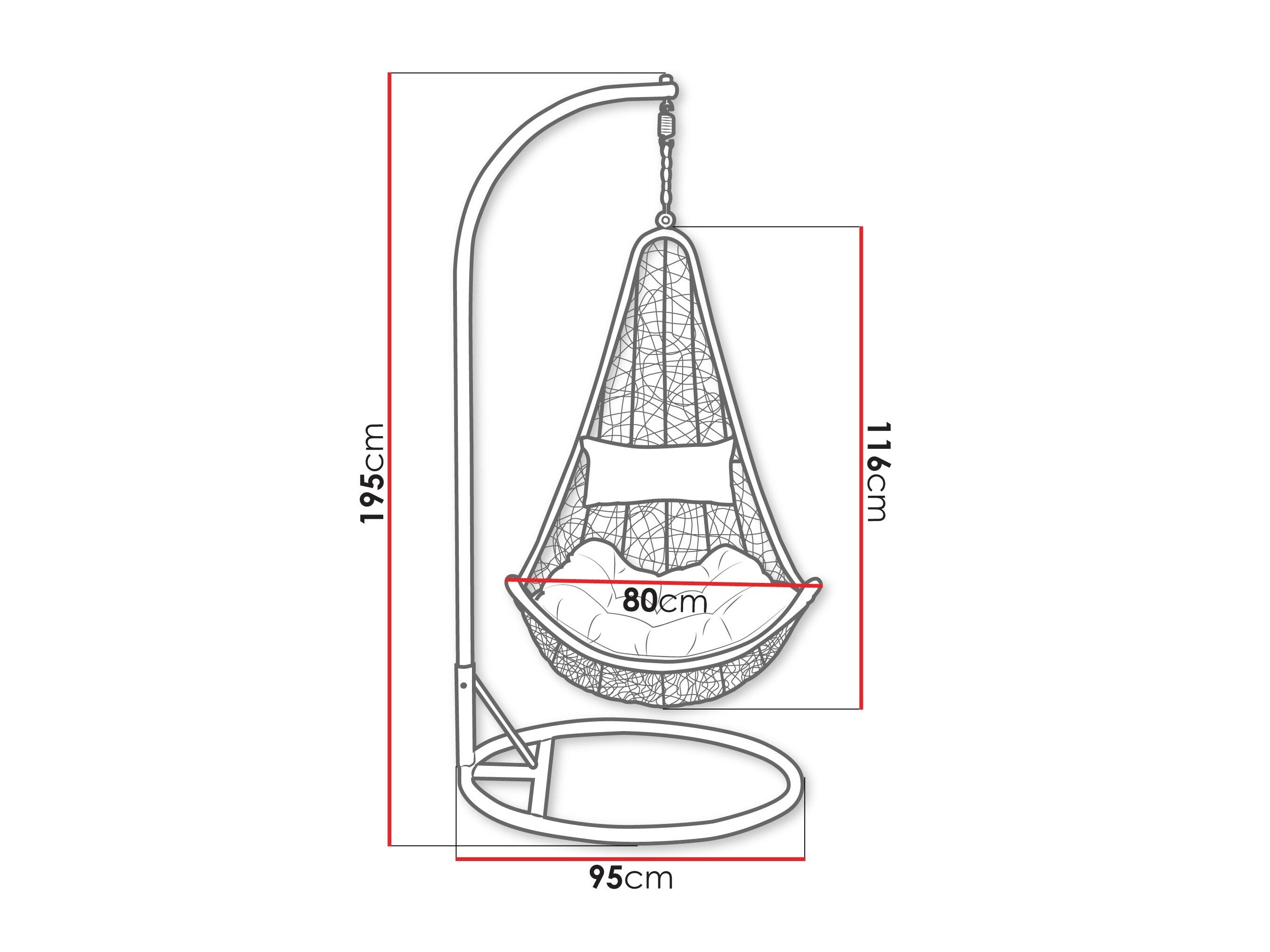Κρεμαστή πολυθρόνα Comfivo Figae (Γκρι)