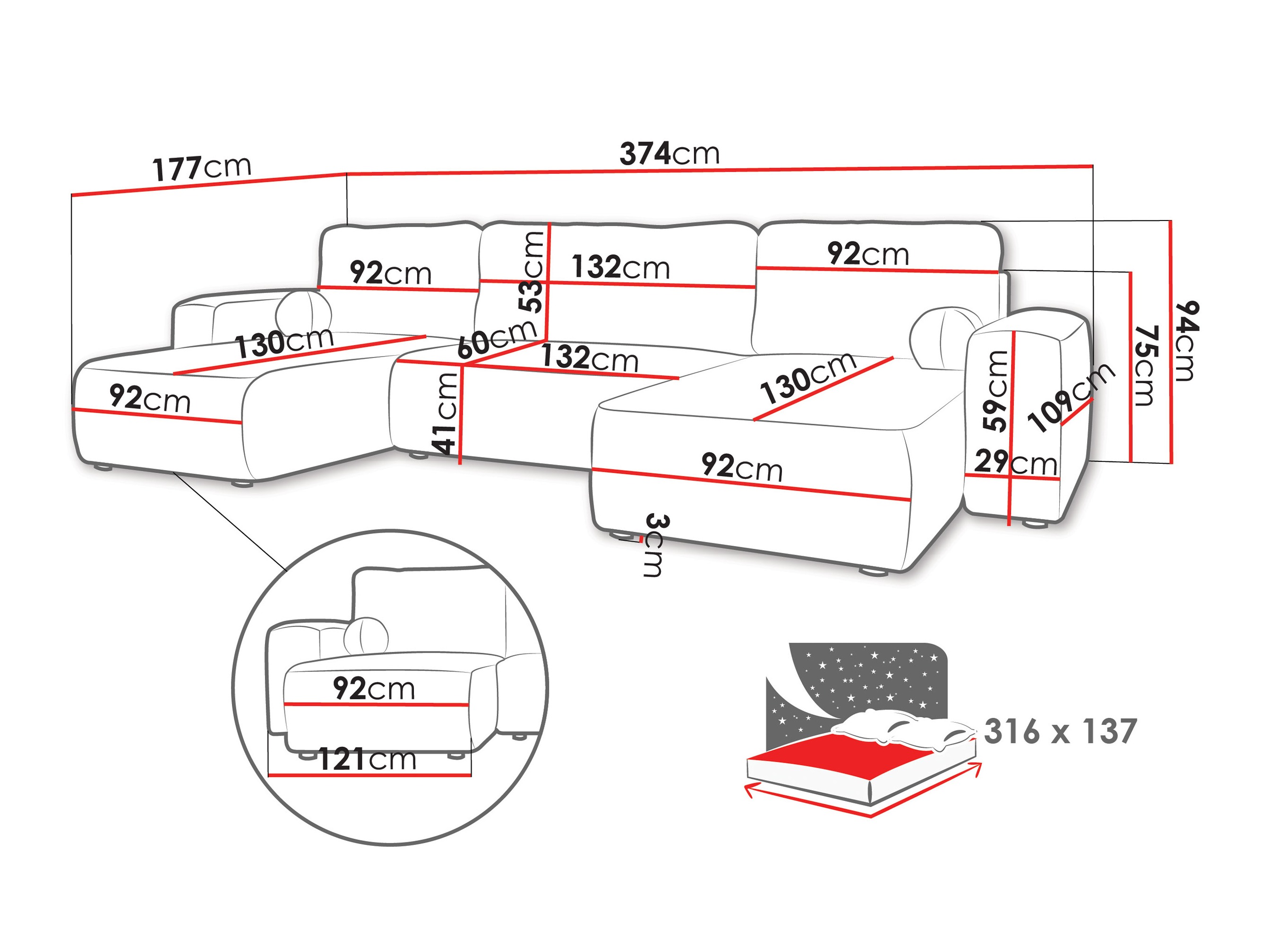 Corner sofa TrendyNest Piscor (Coral 80)