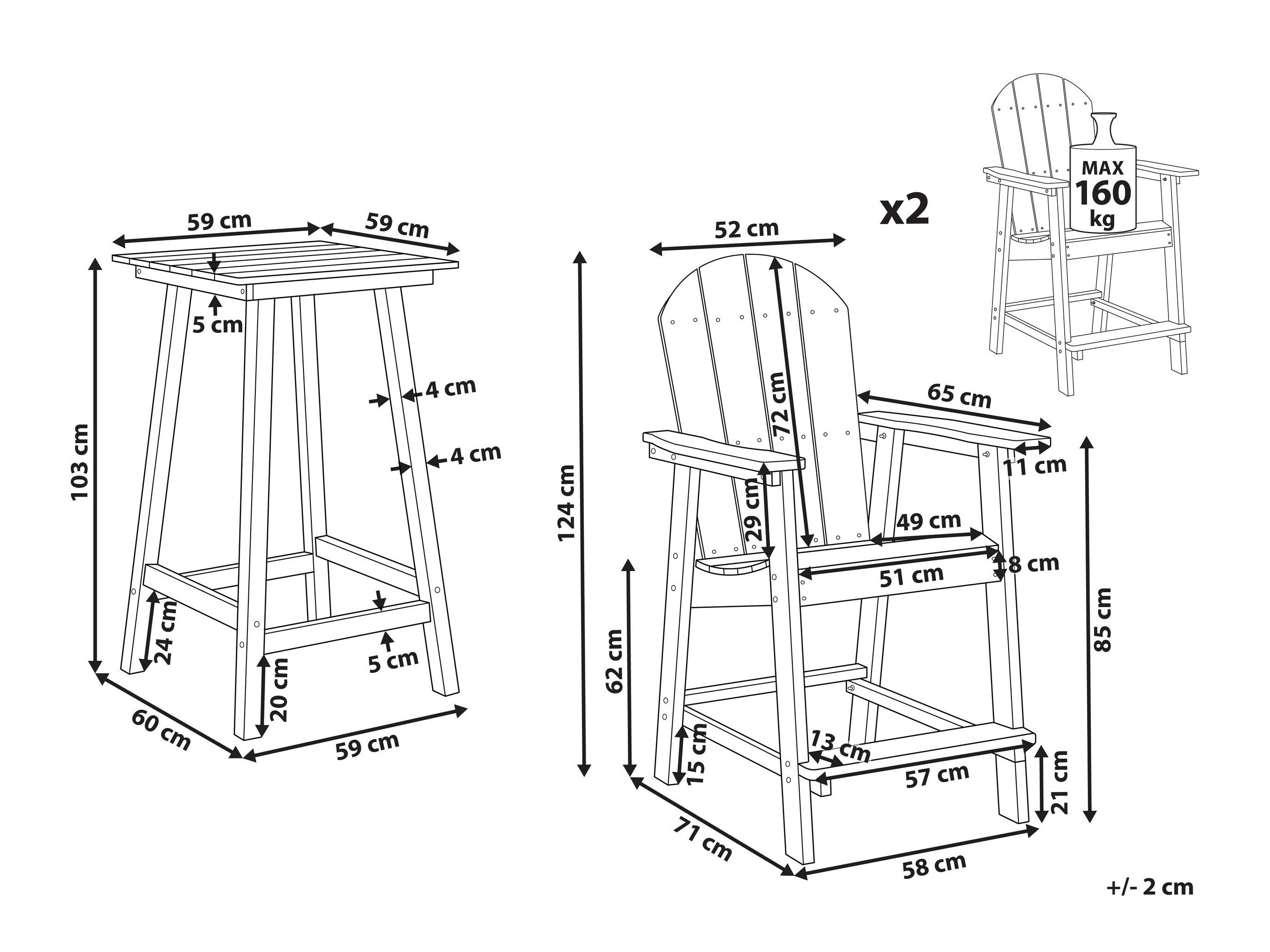 Σετ επίπλων μπαλκονιού Berwyn 3249 (Κόκκινο)