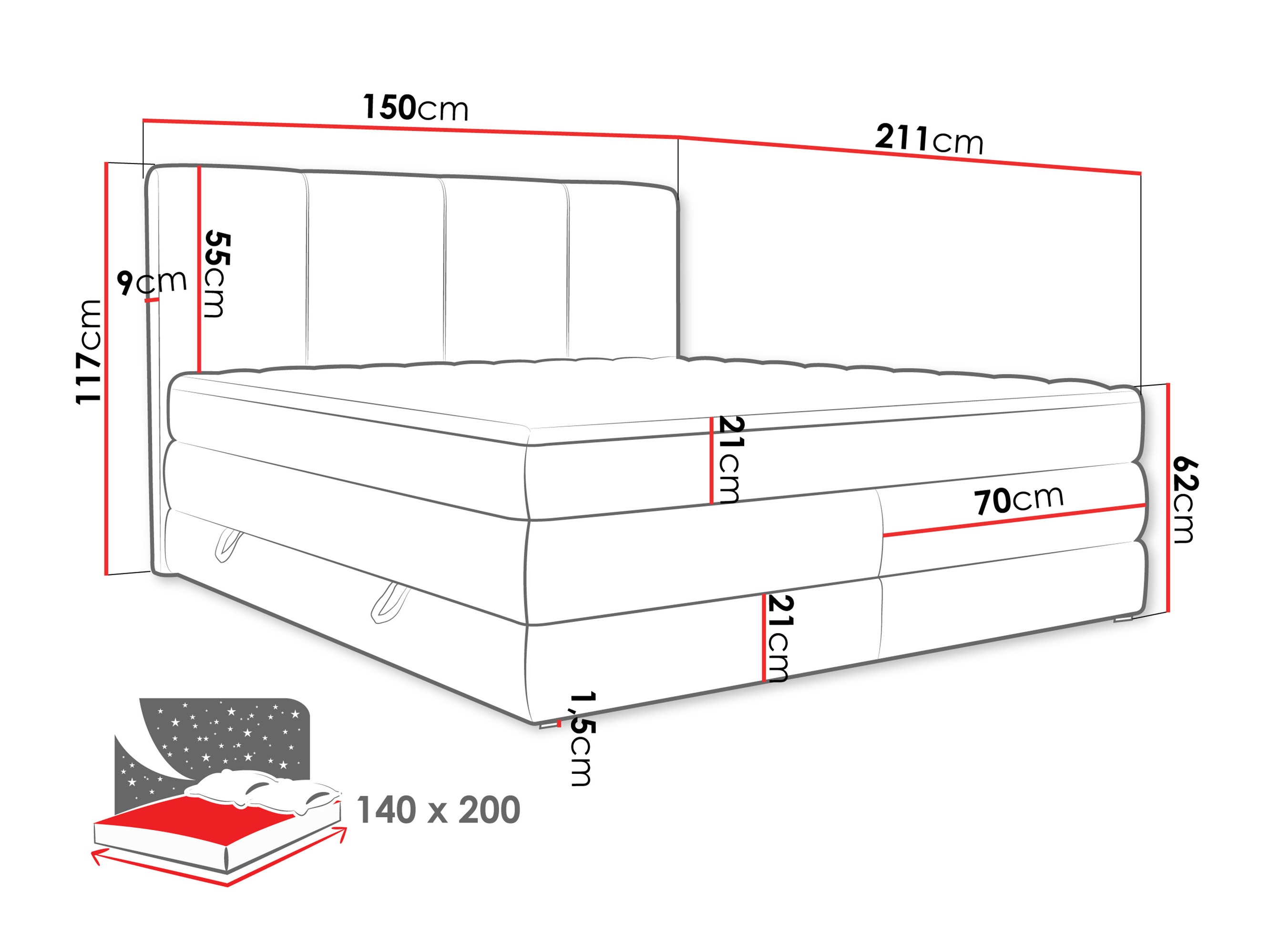 Continental bed ComfiDream Caelion (Onega 14)