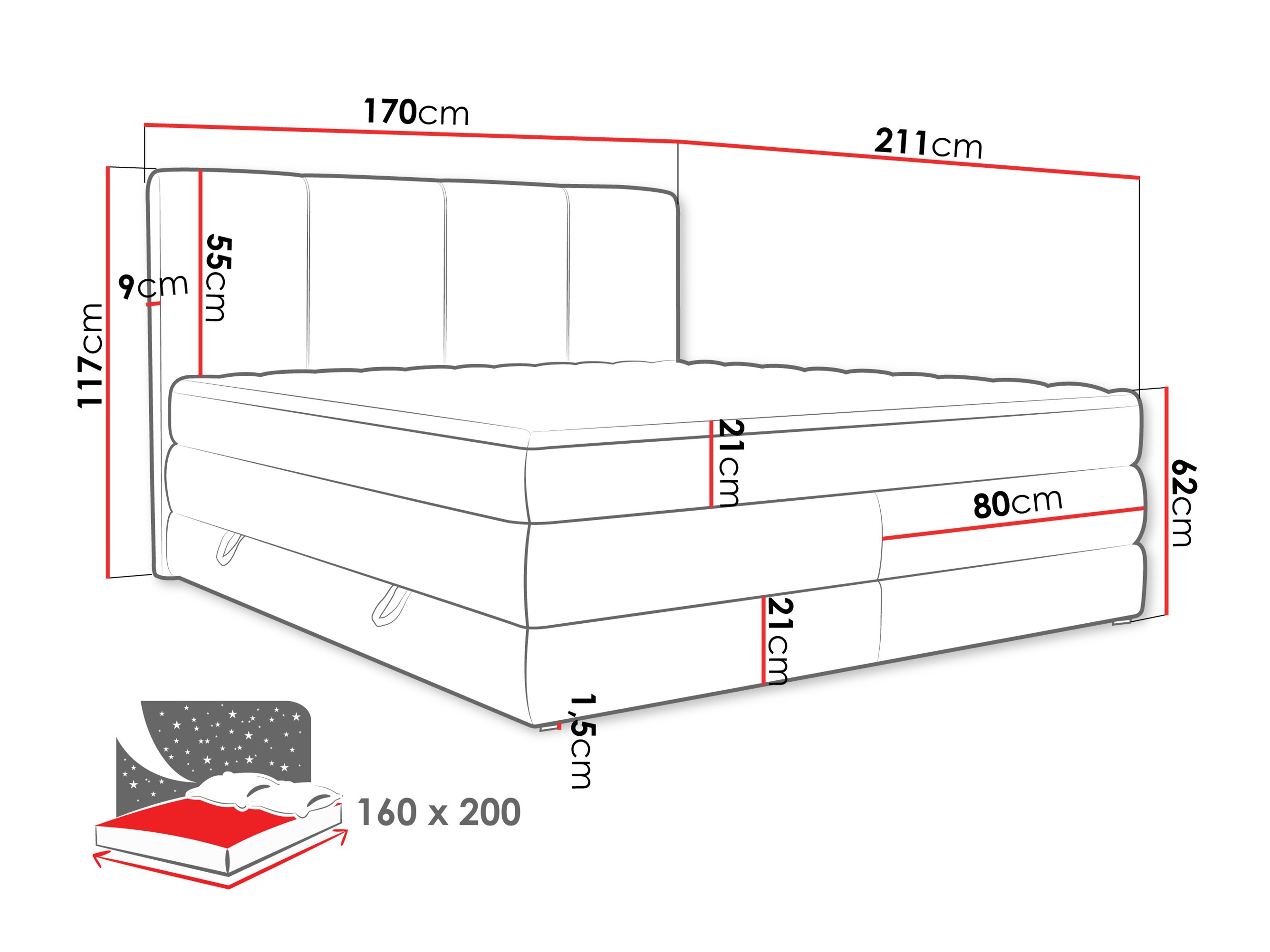 Continental bed ComfiDream Caelion (Onega 14)