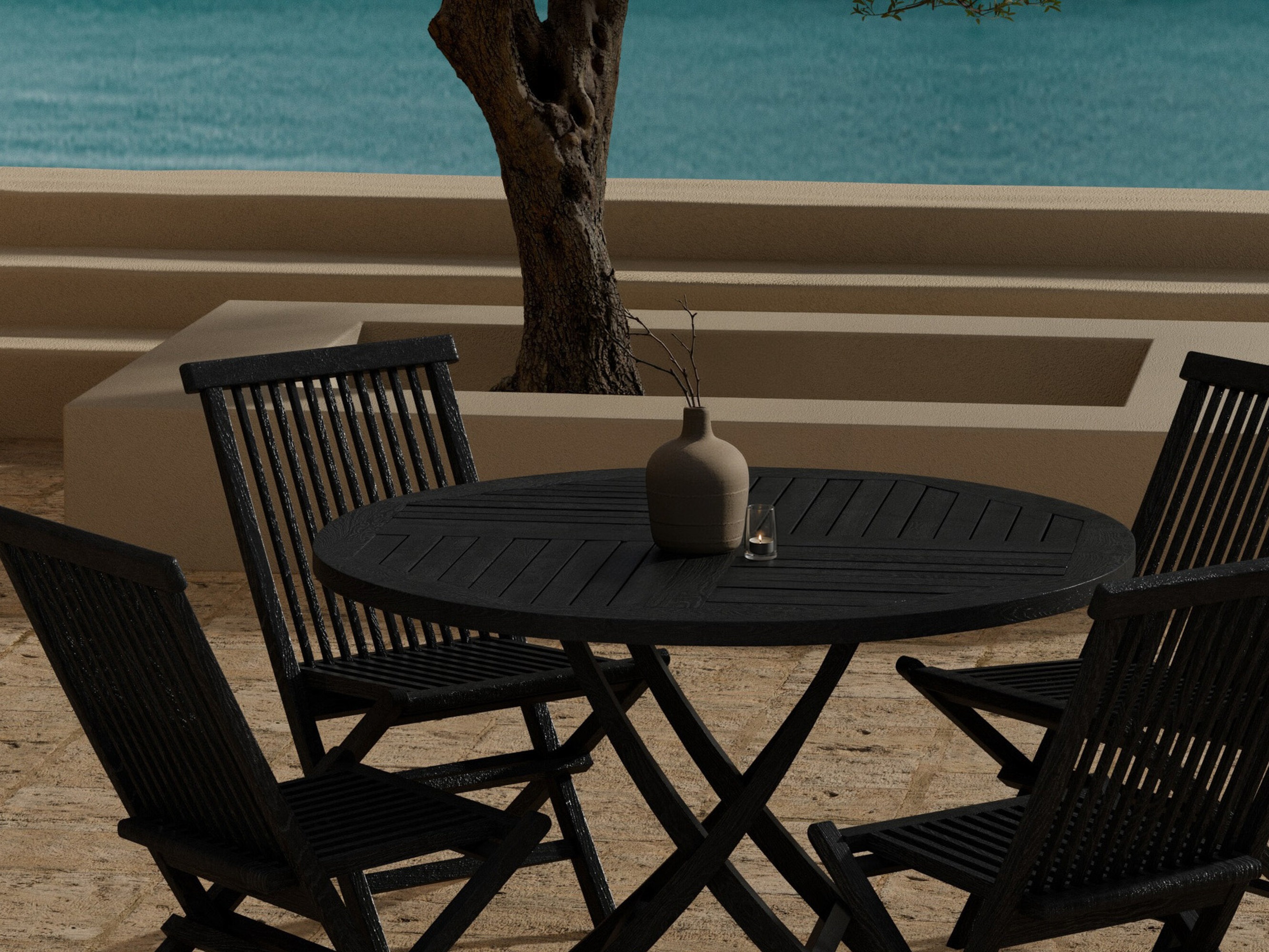 Σετ Τραπέζι και καρέκλες Nunova 145 (Μαύρο)