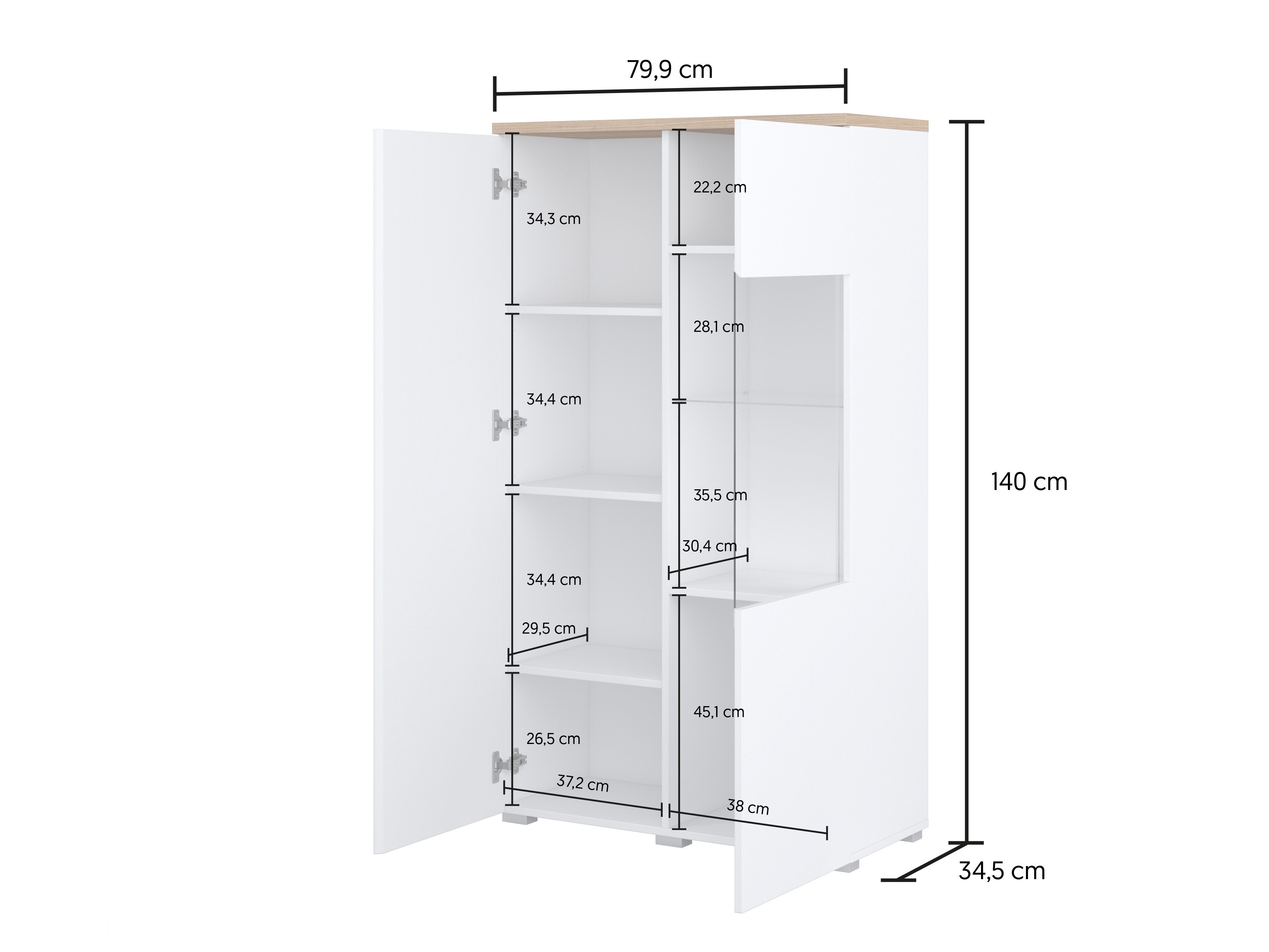 Bookcase Baletu 108 (Black + Oak)