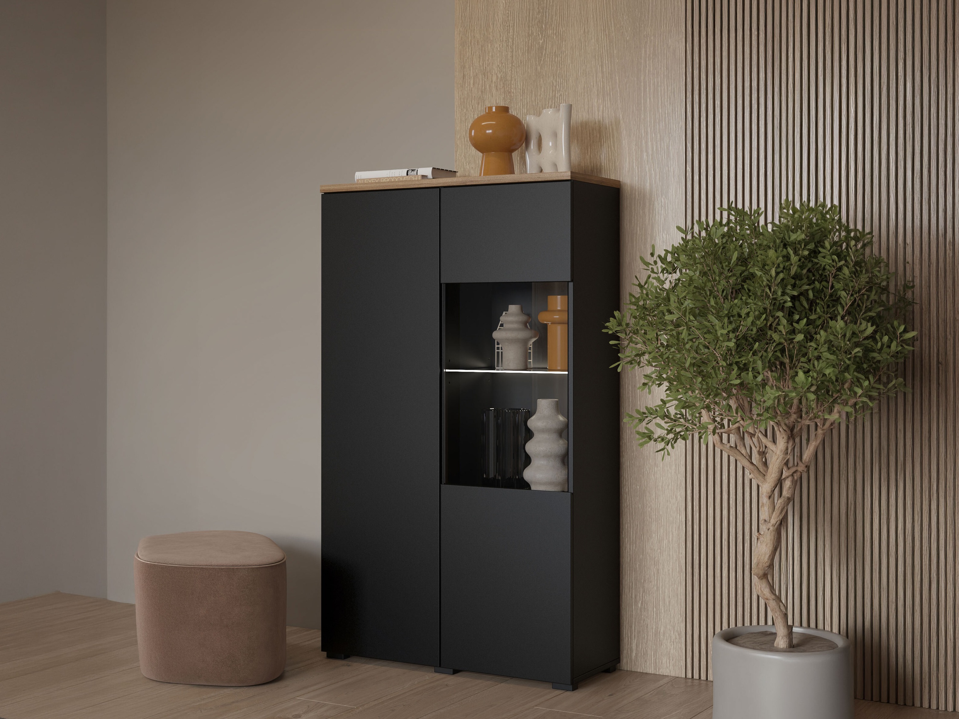 Bookcase Baletu 108 (Black + Oak)