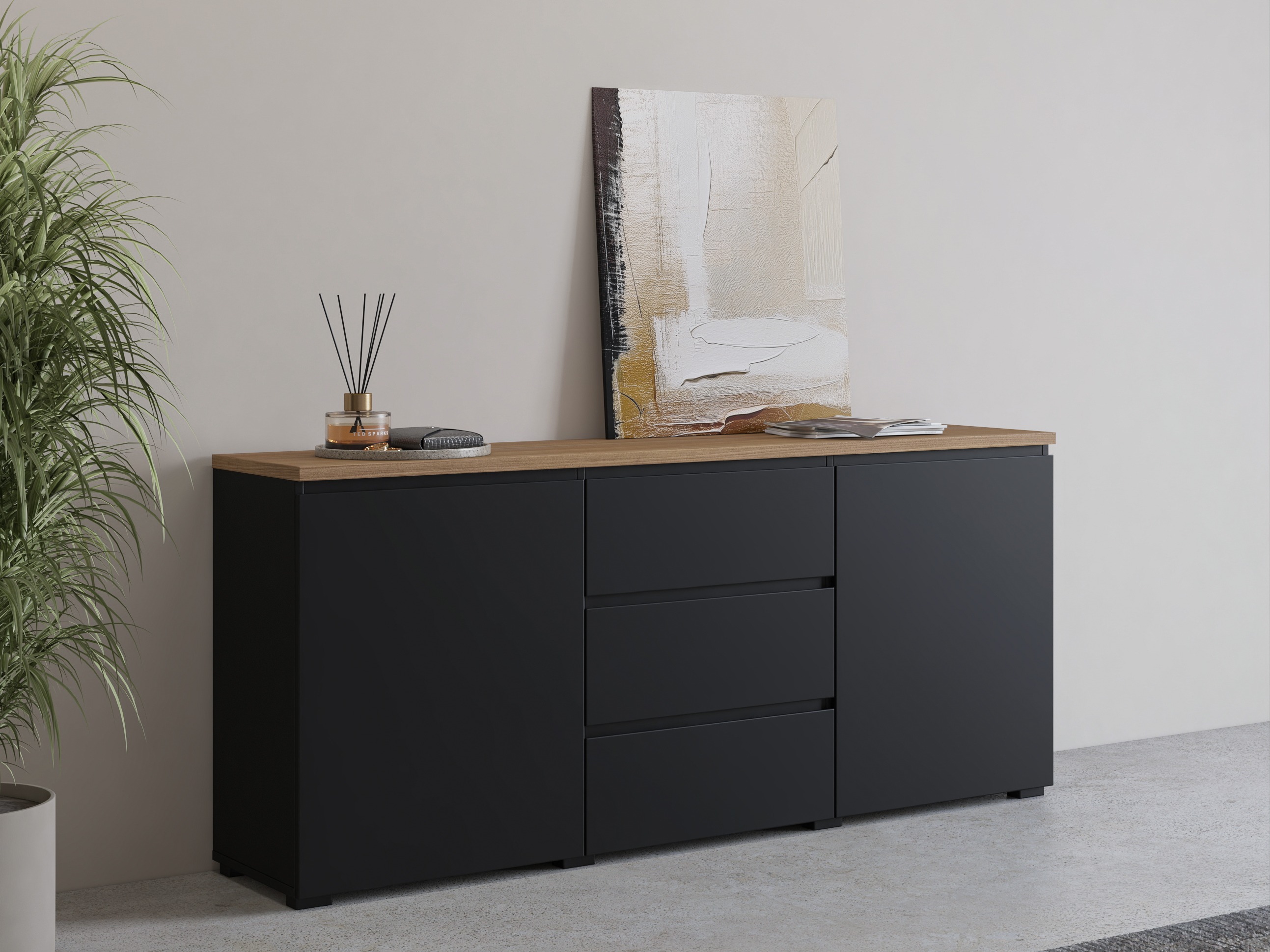 Συρταριέρα Baletu 106 (Μαύρο + Δρυς)