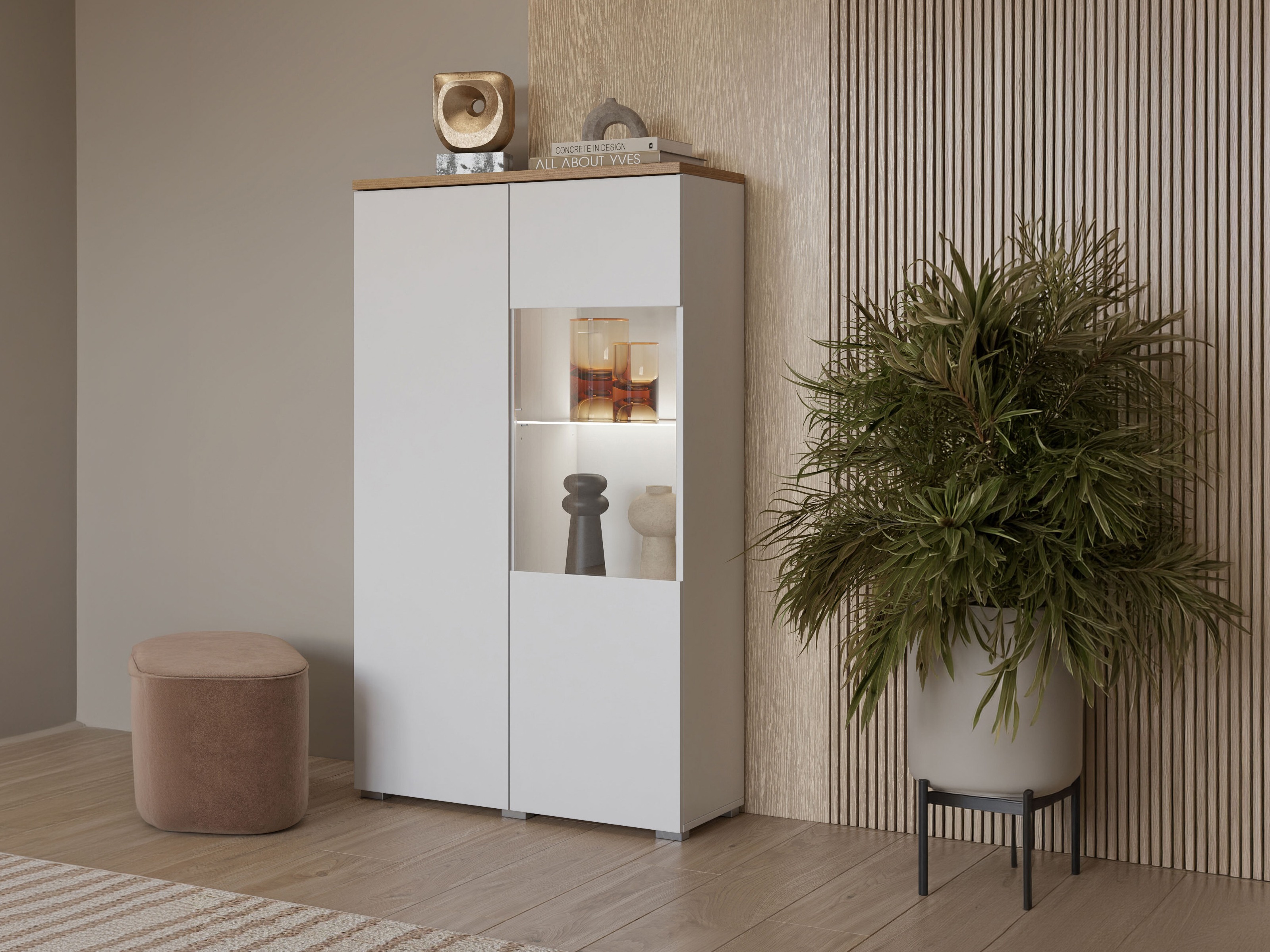 Bookcase Baletu 108 (White + Oak)