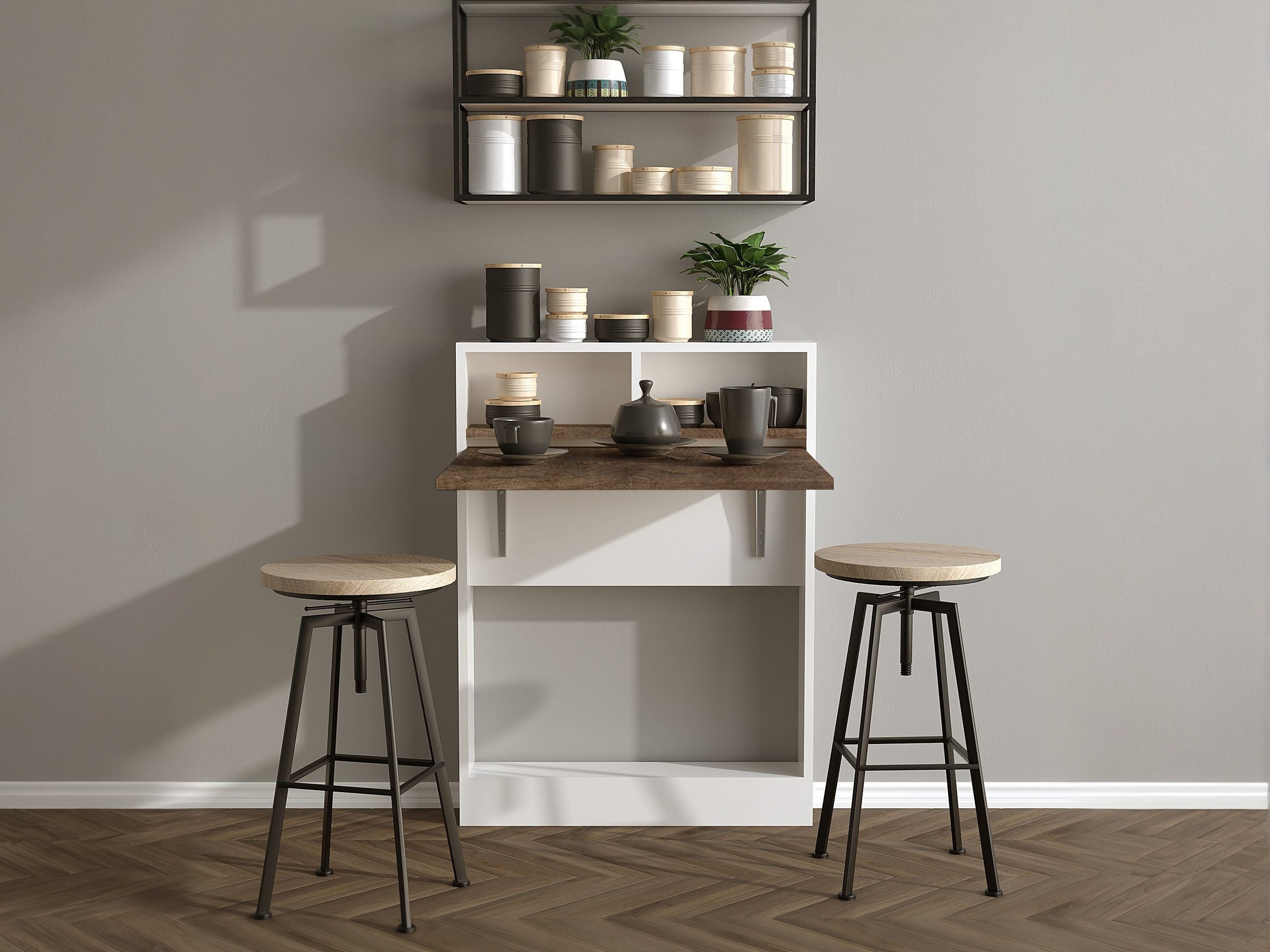 Αναδιπλούμενο τραπέζι Kailua 187 (Άσπρο + Ανοιχτό καφέ)