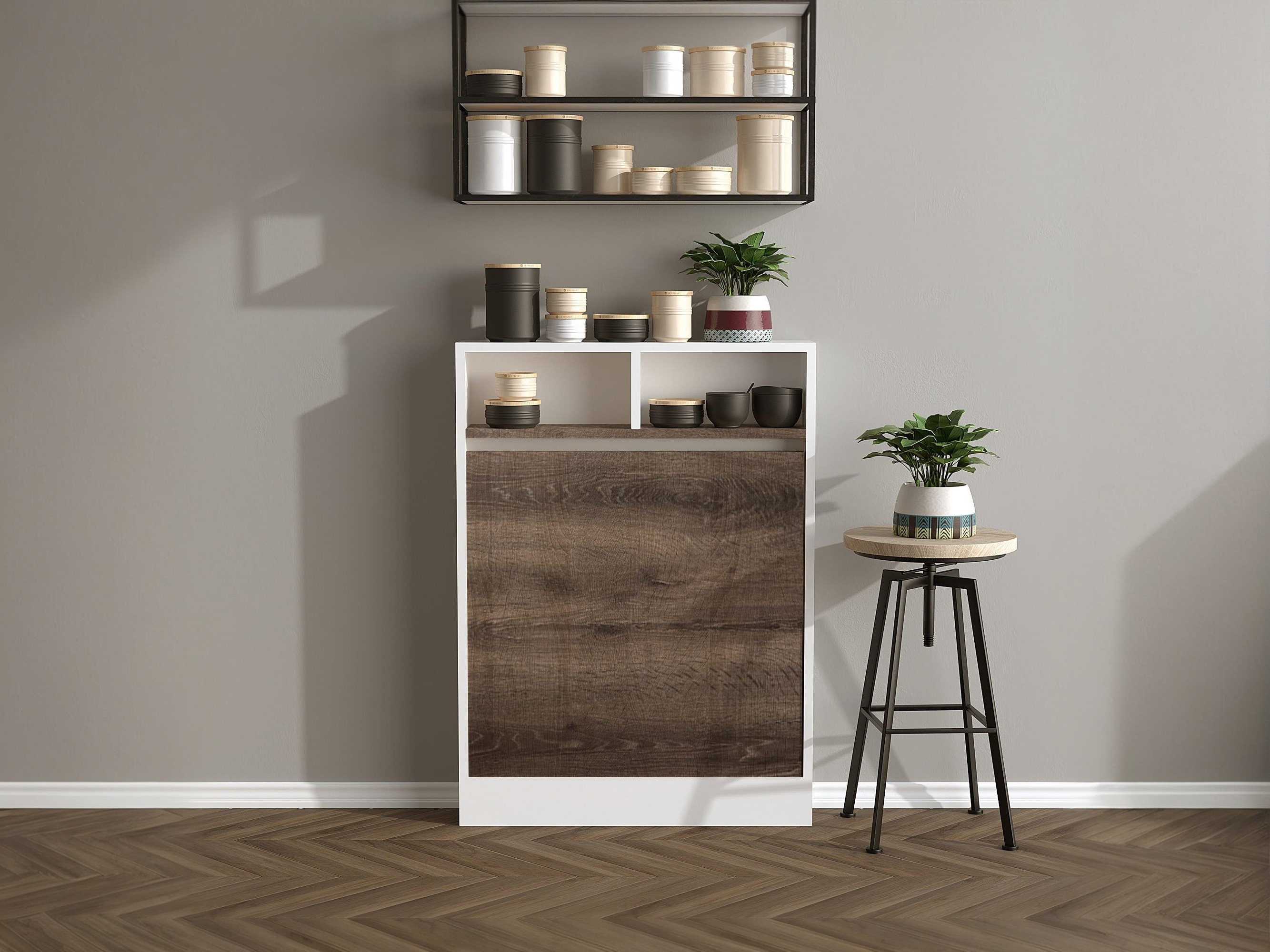 Αναδιπλούμενο τραπέζι Kailua 187 (Άσπρο + Ανοιχτό καφέ)