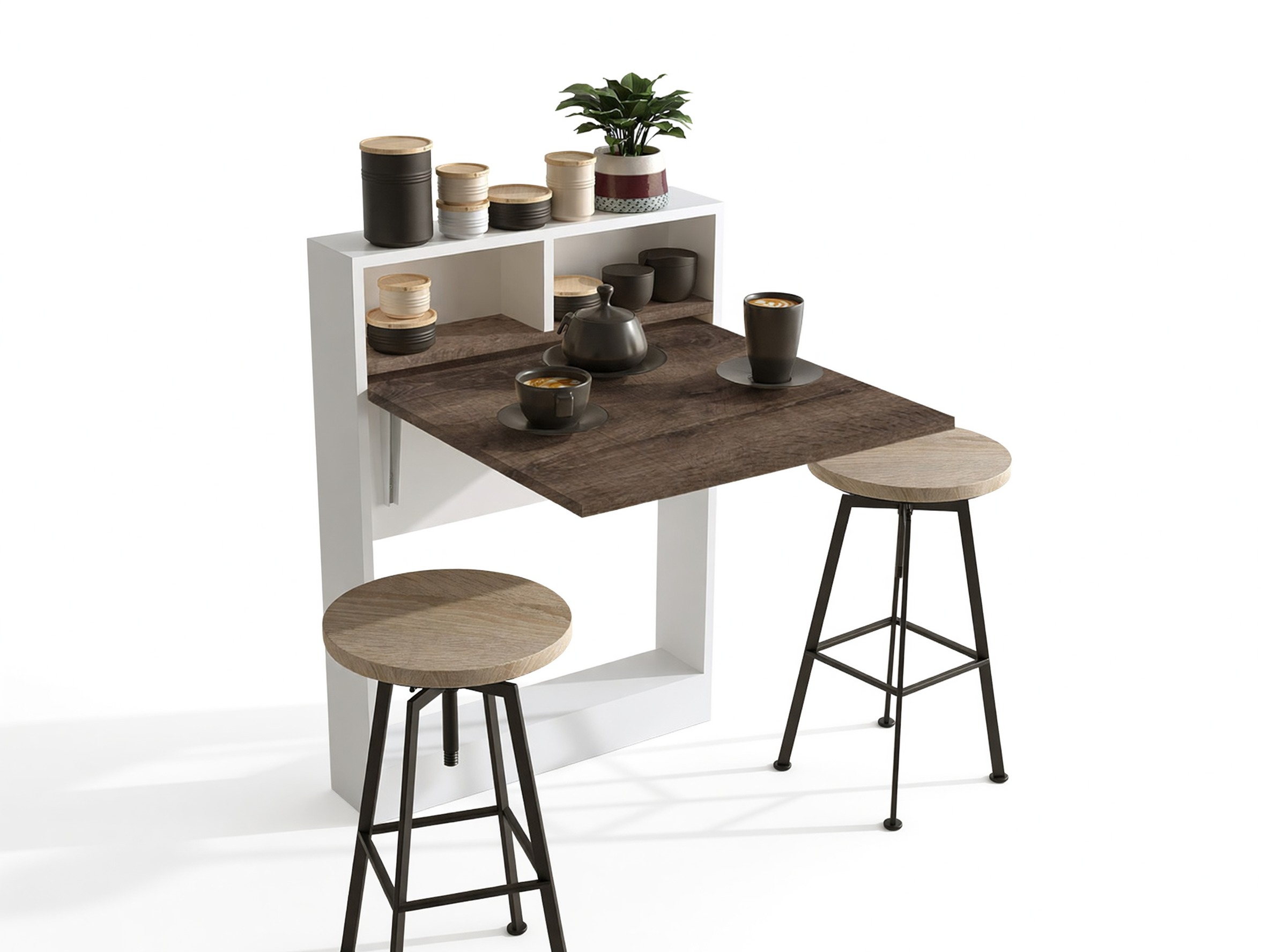 Αναδιπλούμενο τραπέζι Kailua 187 (Άσπρο + Ανοιχτό καφέ)