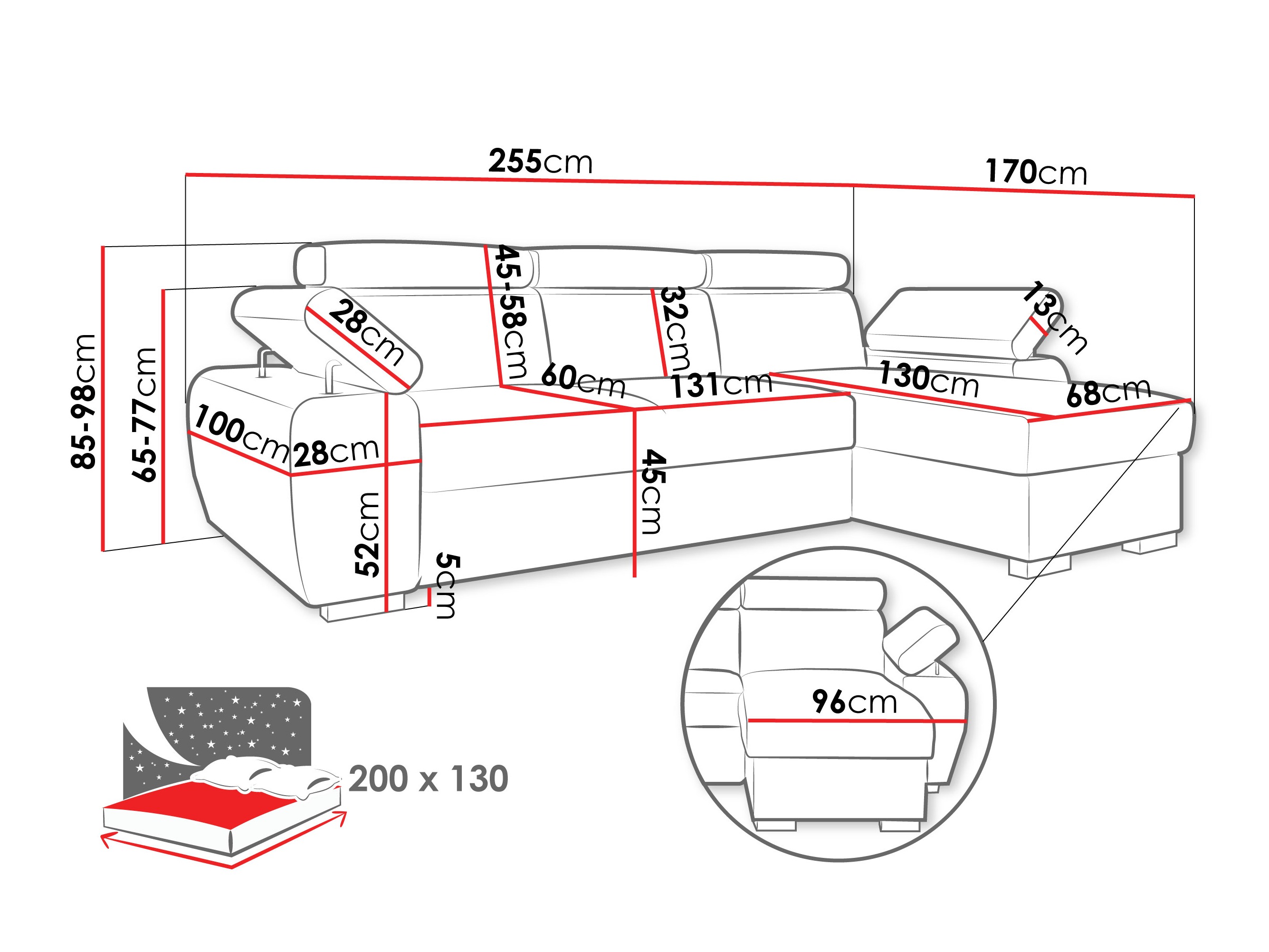 Γωνιακός Καναπές Columbus 252 (Lumo 55)