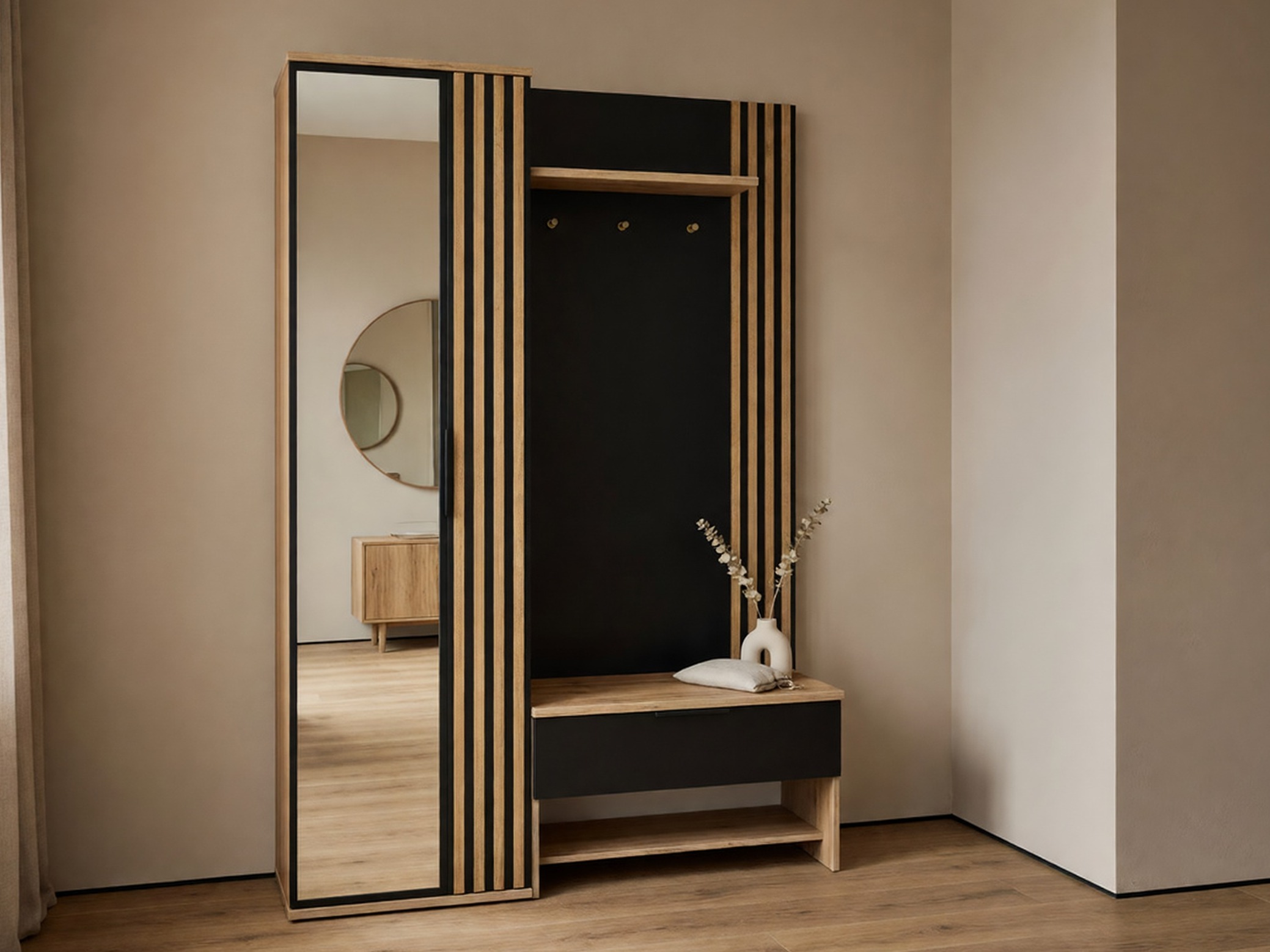 Σετ διαδρόμου Honolulu 161 (Μαύρο + Δρυς wotan)