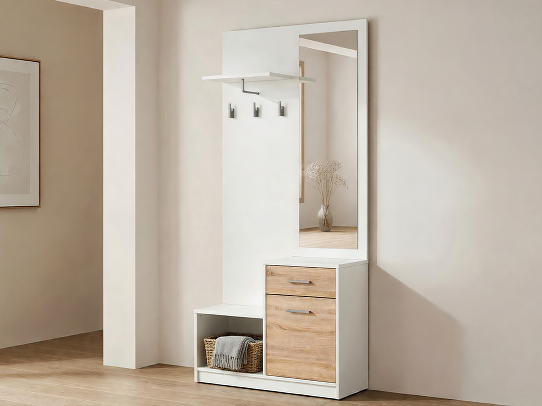 Σετ διαδρόμου Novsore 121 (Άσπρο + Sonoma οξιά)