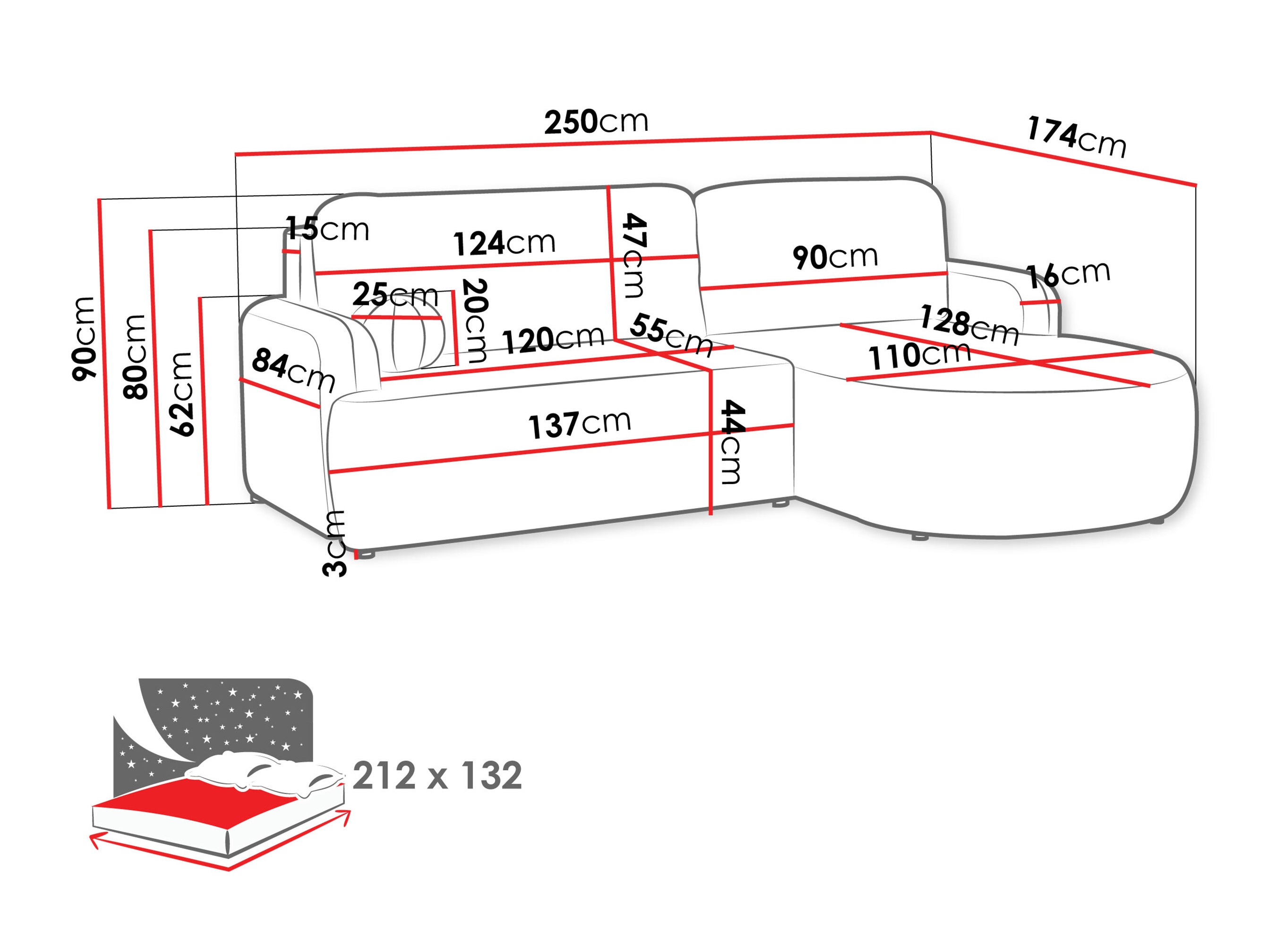 Γωνιακός Καναπές Comfivo Popis (Lumo 65)