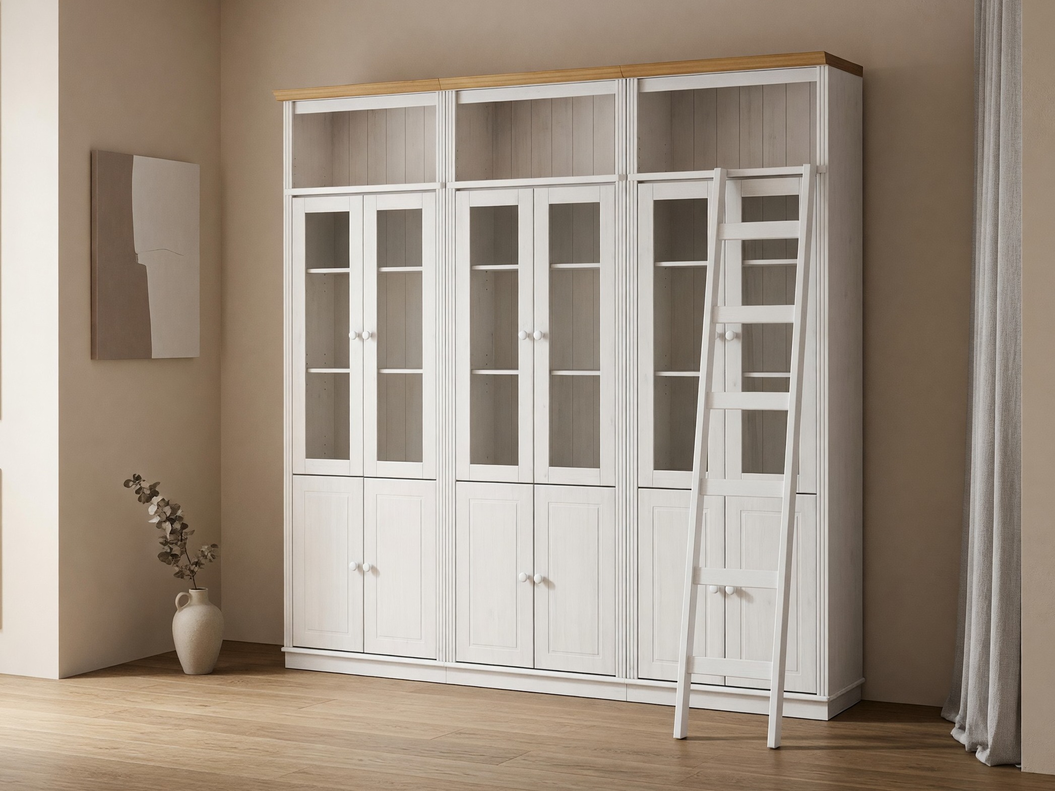 Shelf set Saltoro 130 (White + Honey oak)