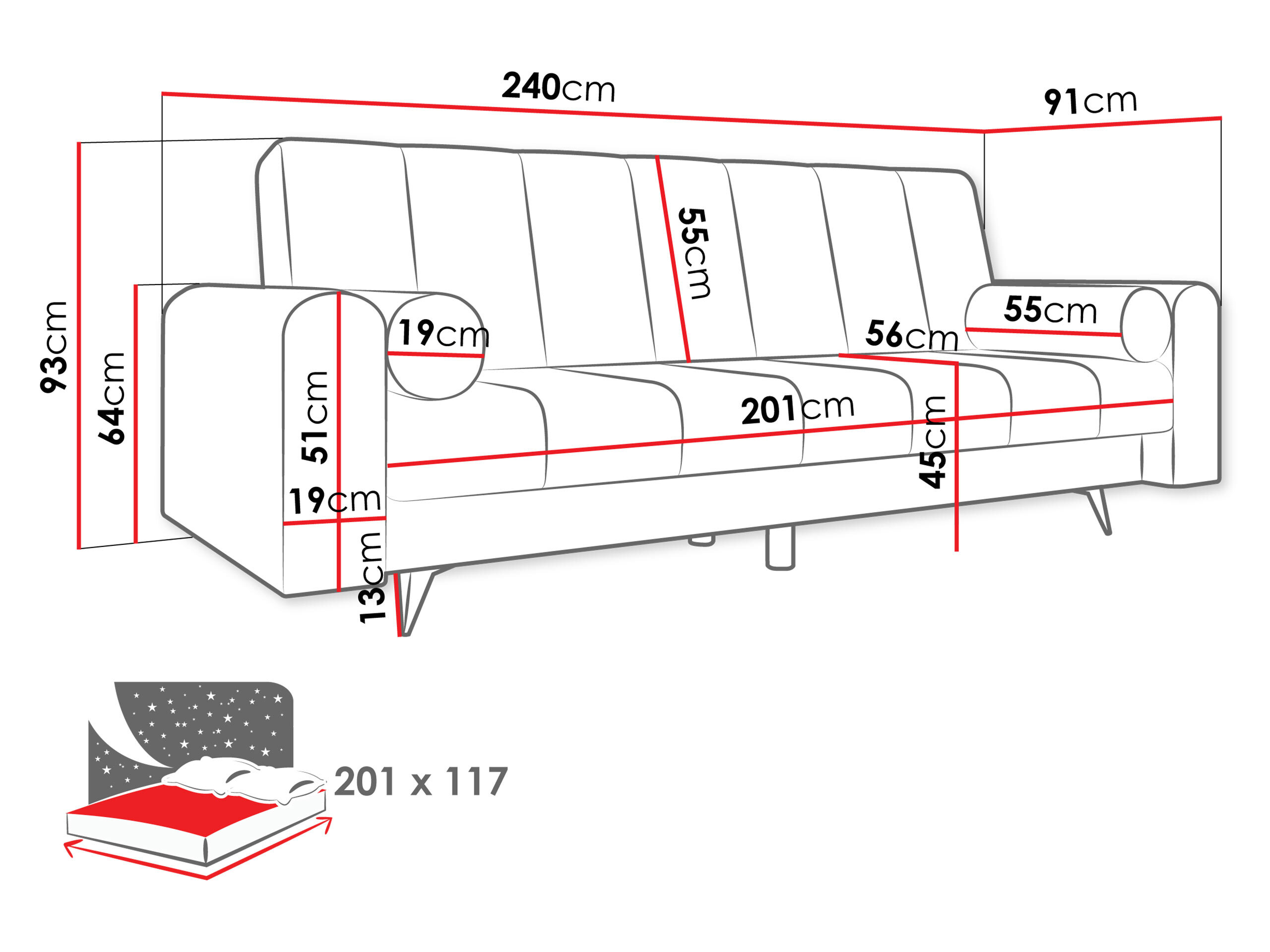 Καναπές-κρεβάτι Comfivo Luda (Sandu 224.02)