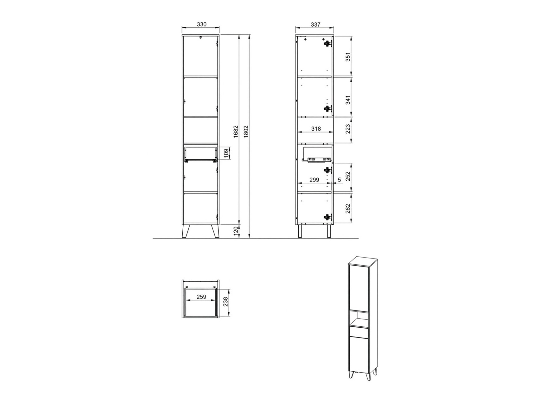 Όρθιο ντουλάπι μπάνιου Voseri 103