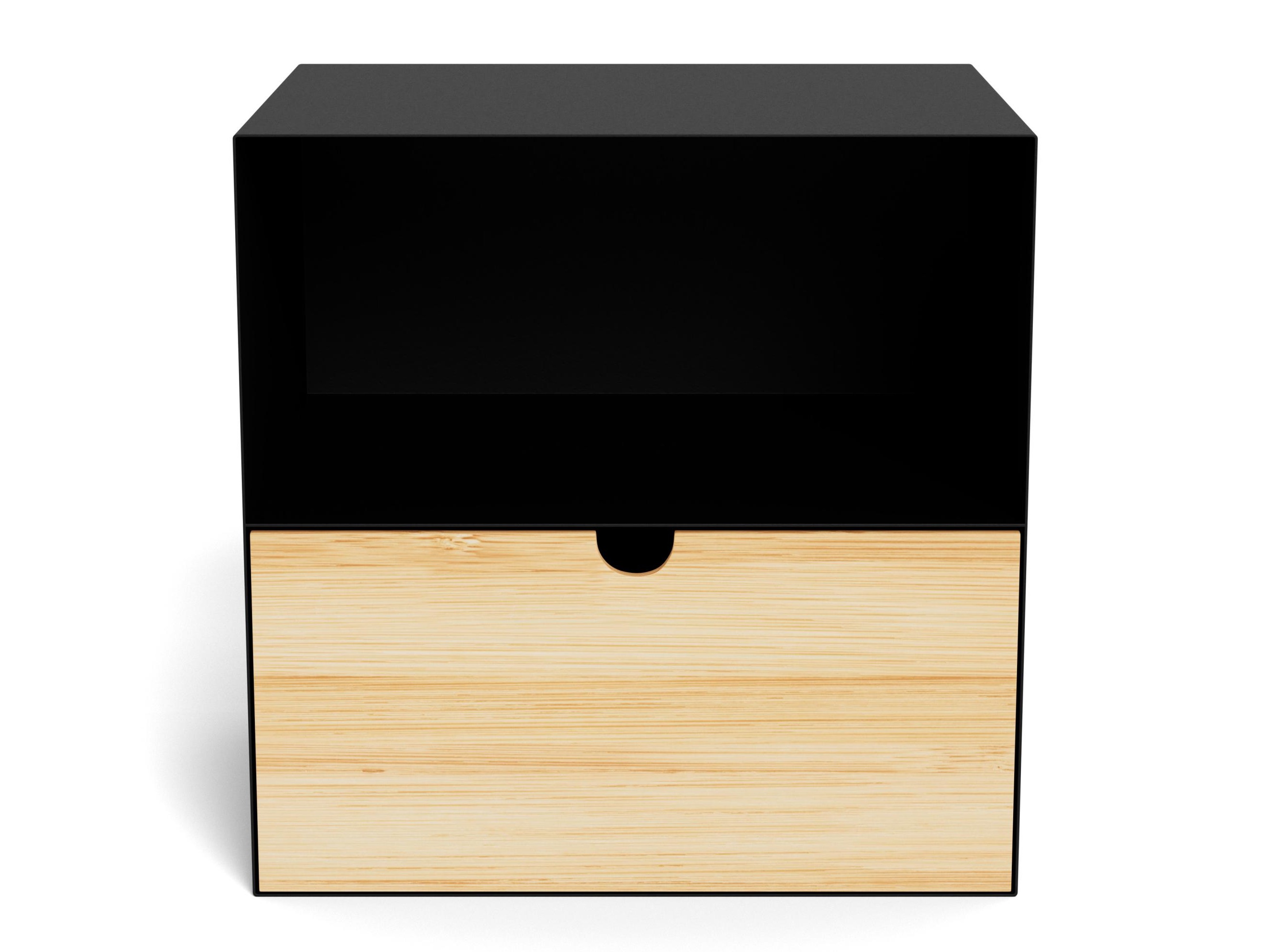 Κομοδίνο Norsica 375 (Μαύρο + Ανοιχτό χρώμα ξύλου)