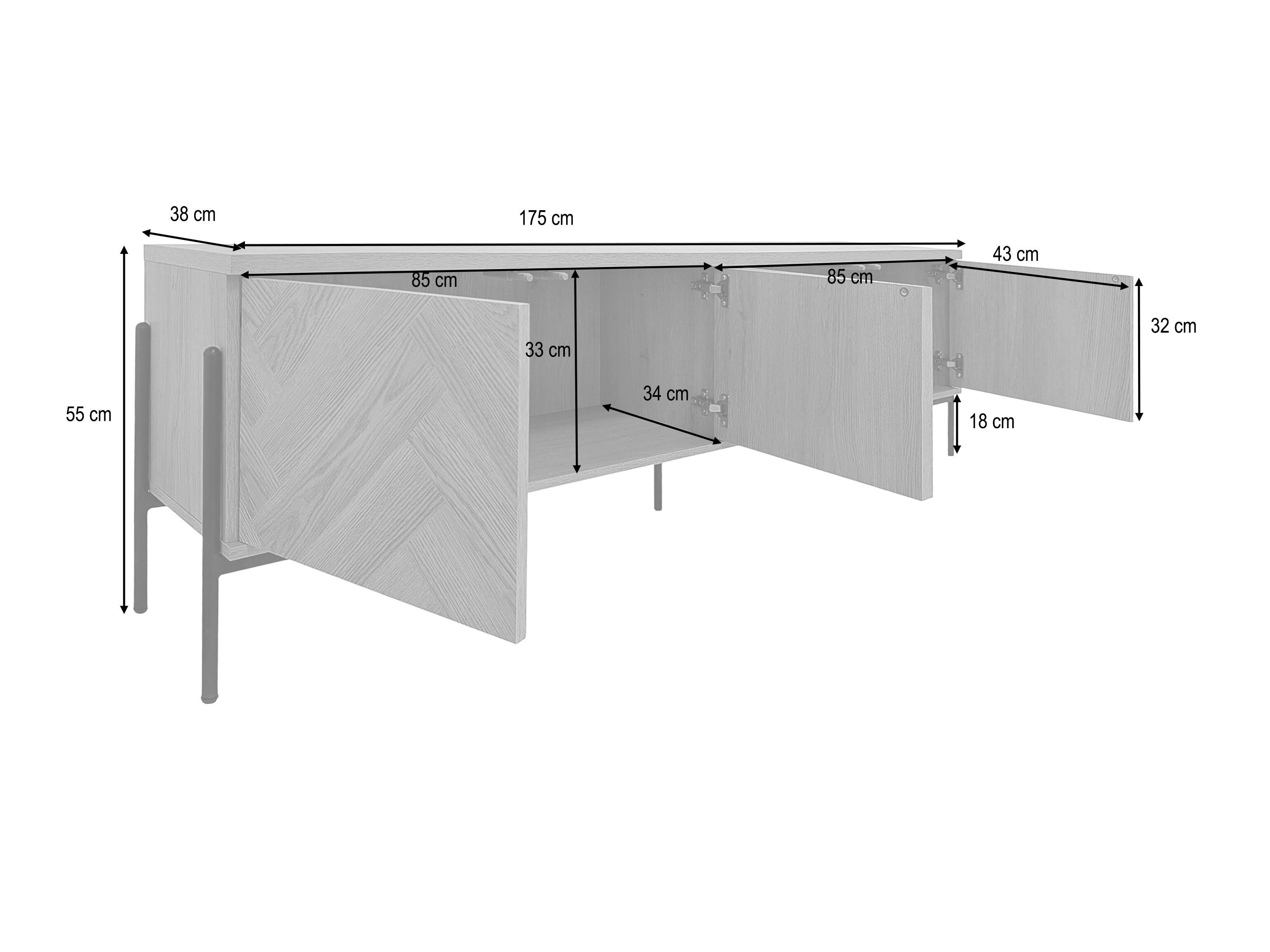 Έπιπλο τηλεόρασης Denton 1525 (Δρυς)