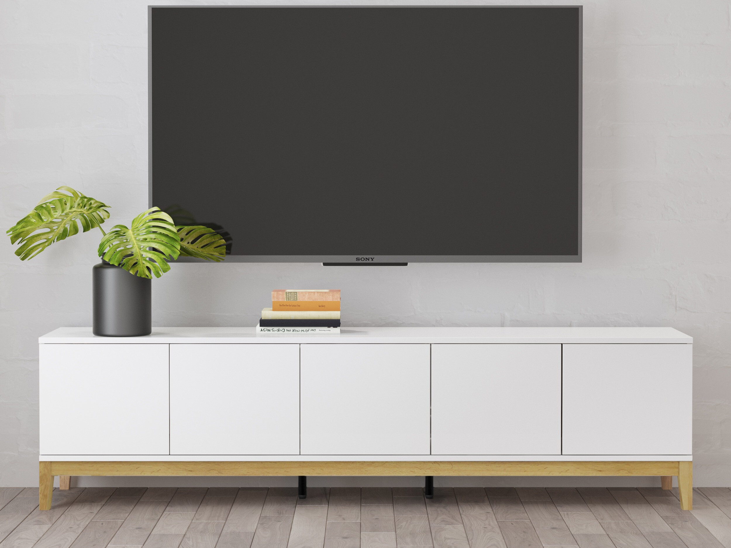 Έπιπλο τηλεόρασης Felmelo 100 (Άσπρο + Δρυς wotan)