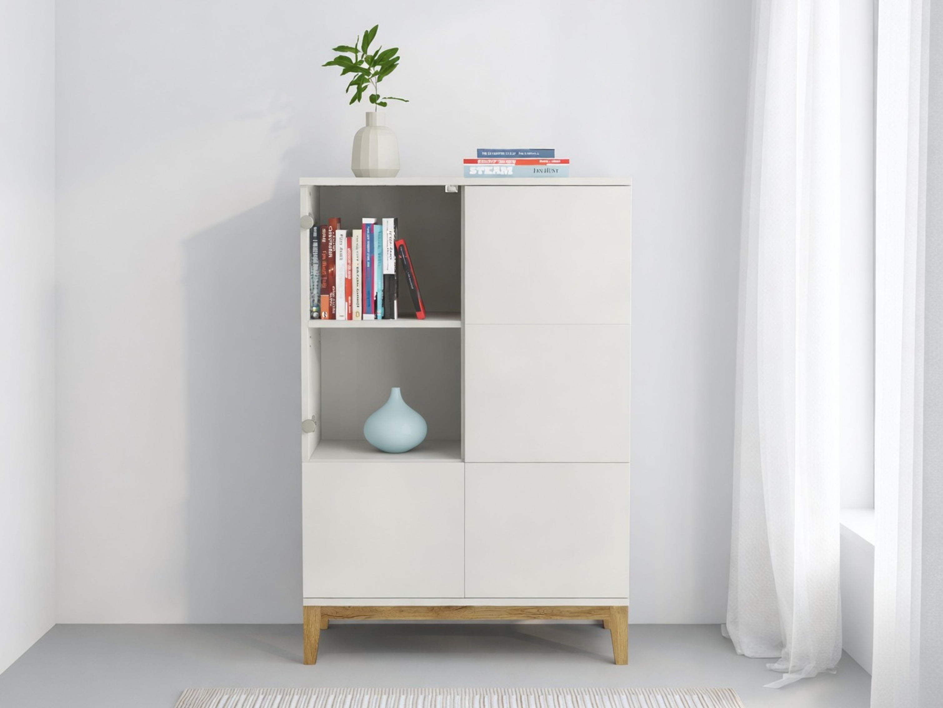 Sideboard Felmelo 102 (White + Wotan Oak)