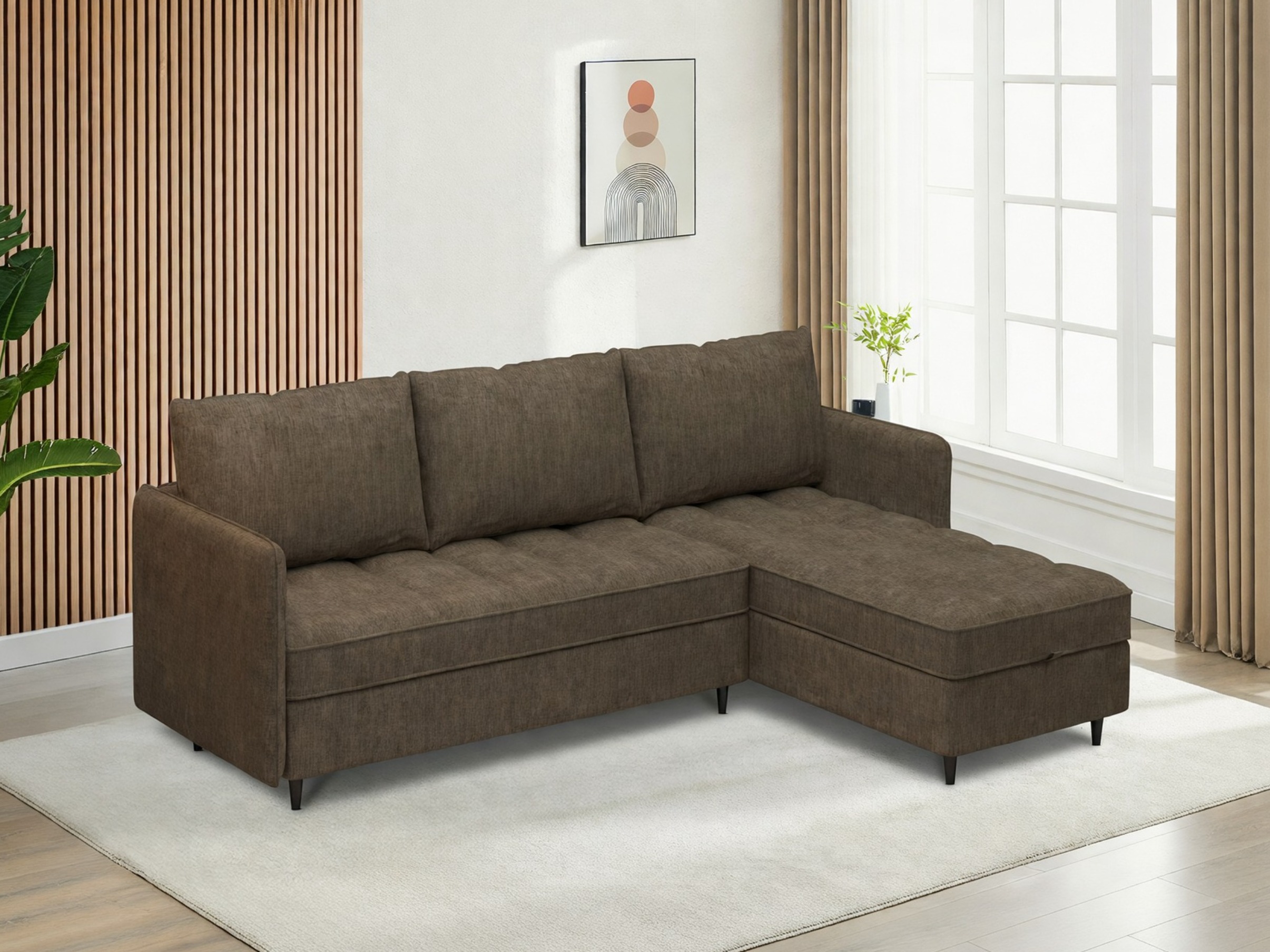 Γωνιακός Καναπές Denton 1529 (Καφέ)