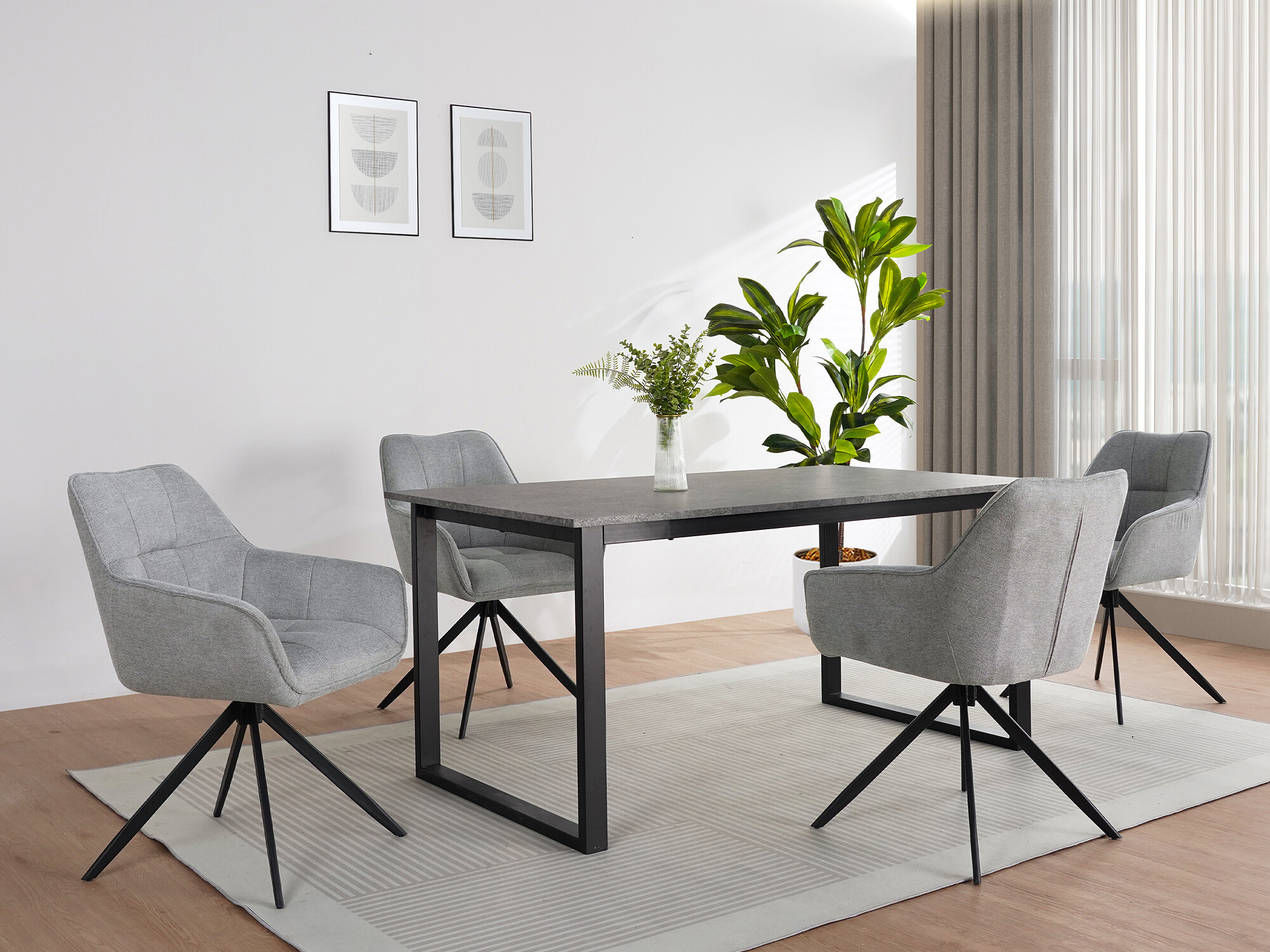 Τραπέζι Denton 1538 (Μαύρο + Σκυρόδεμα)