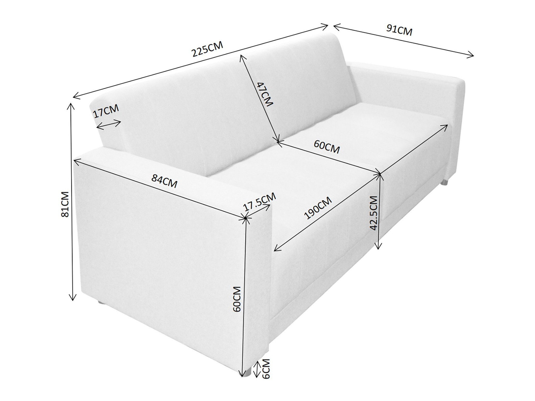 Καναπές-κρεβάτι Tulsa 679 (Κρεμ)