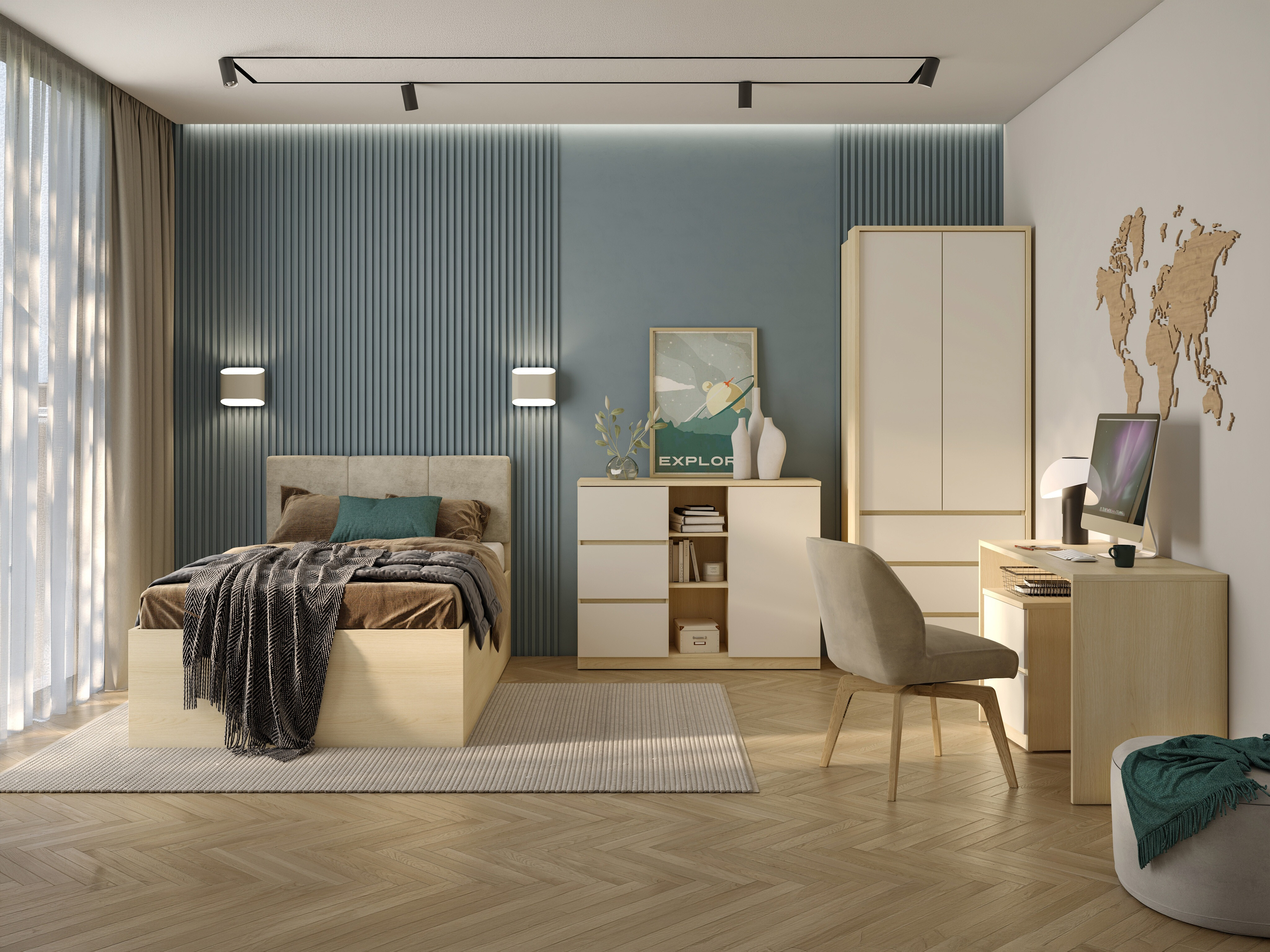 Συρταριέρα Nolcala 109 (Δρυς + Μπεζ)