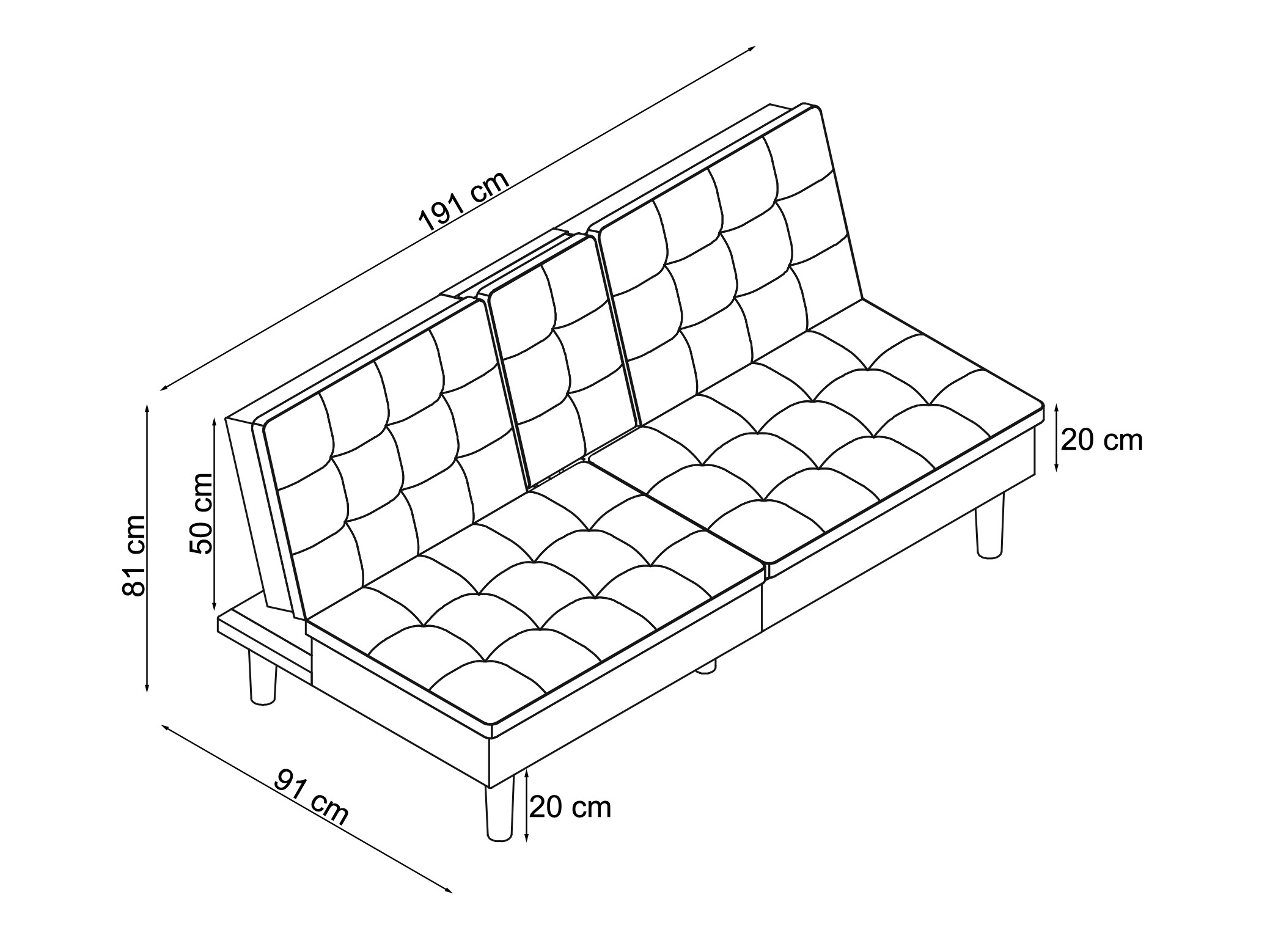 Καναπές-κρεβάτι Tulsa 683 (Γκρι)