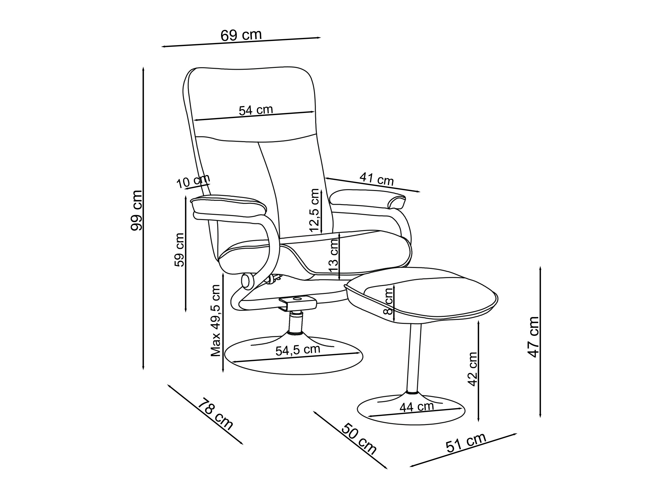 Ρυθμιζόμενη πολυθρόνα Denton 1540 (Γκρι)