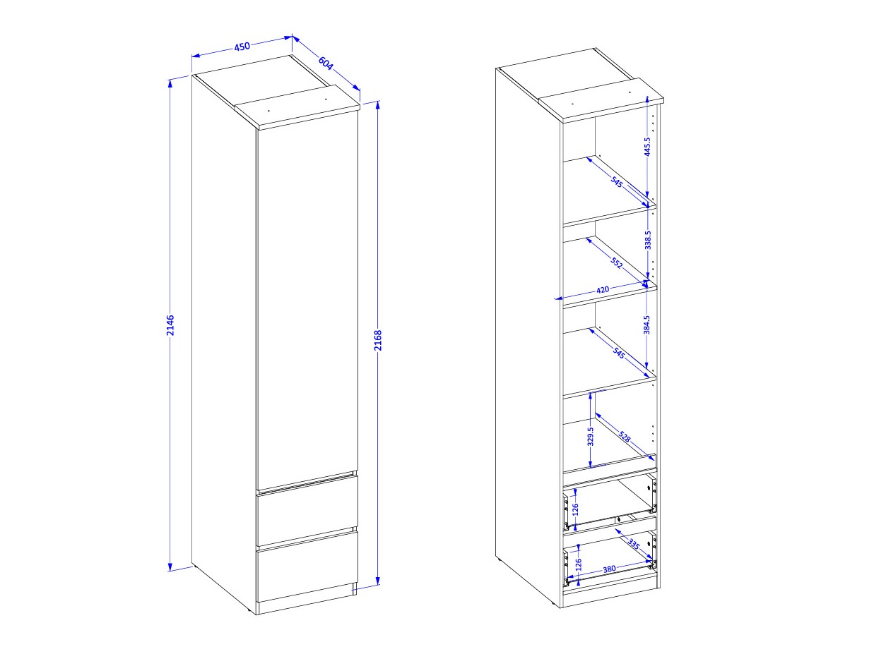 Ντουλάπα Nolcala 119 (Δρυς + Μπεζ)