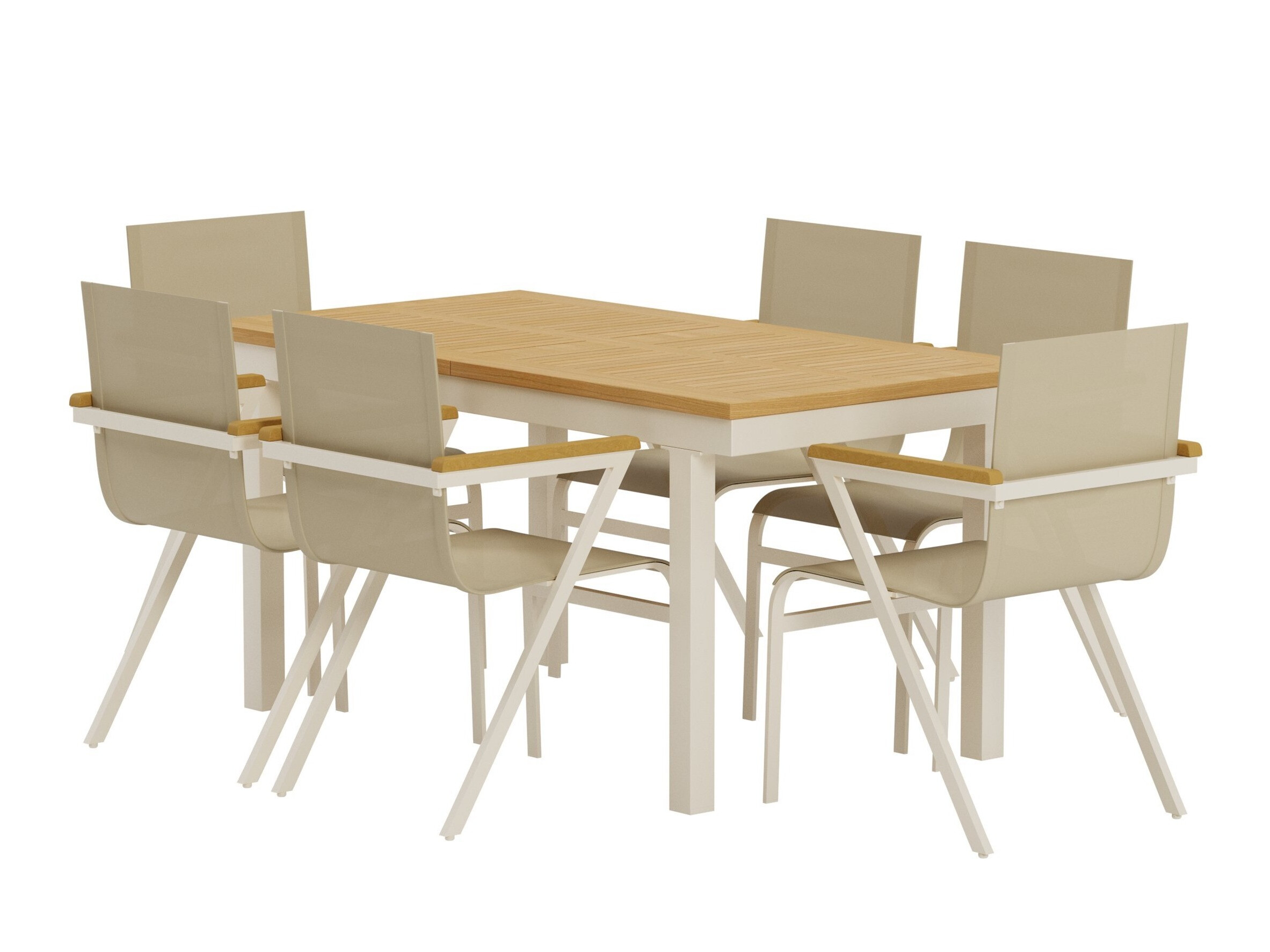 Σετ Τραπέζι και καρέκλες Dallas 5203 (Ξύλο Teak + Μπεζ)