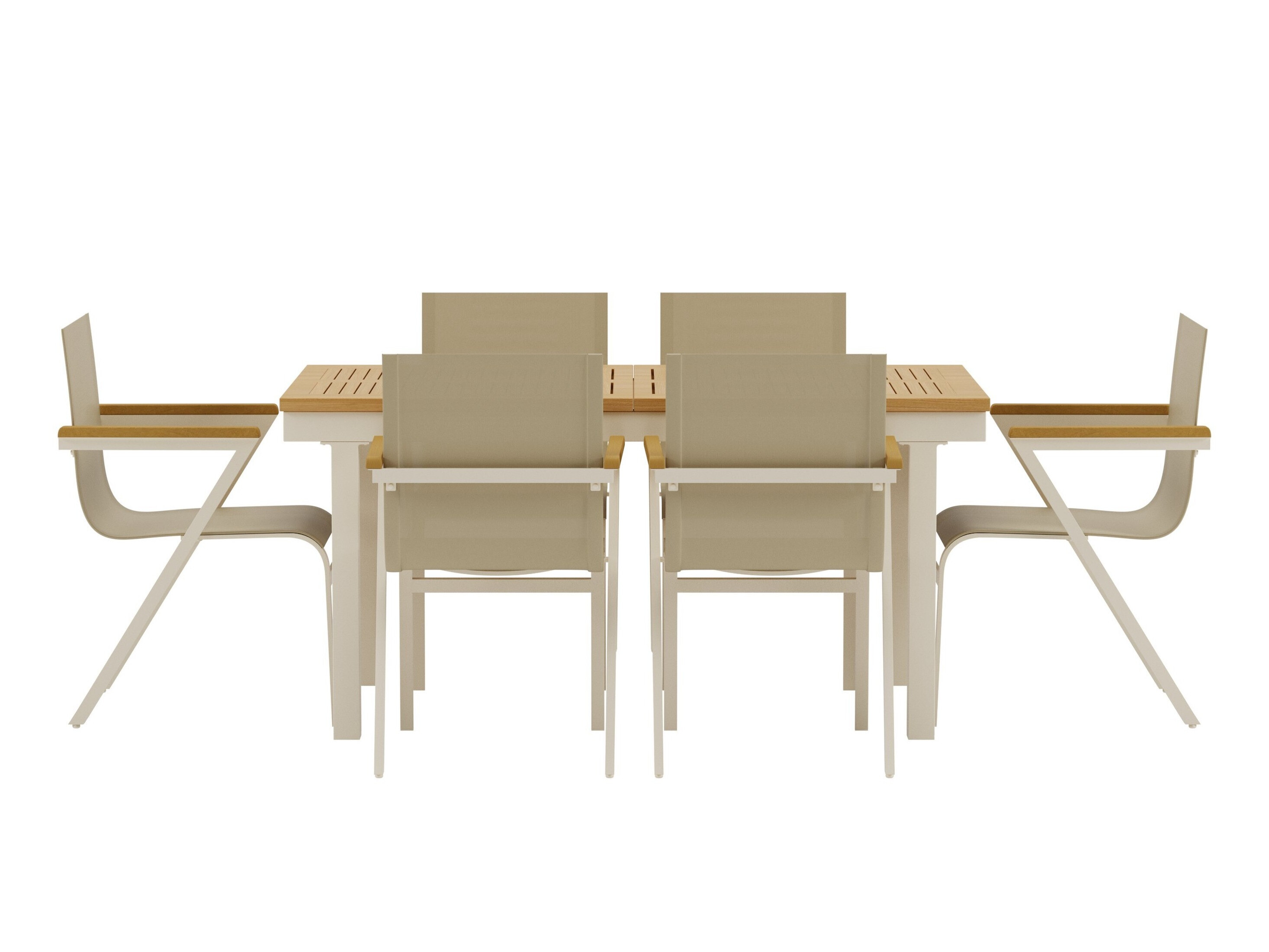 Σετ Τραπέζι και καρέκλες Dallas 5203 (Ξύλο Teak + Μπεζ)