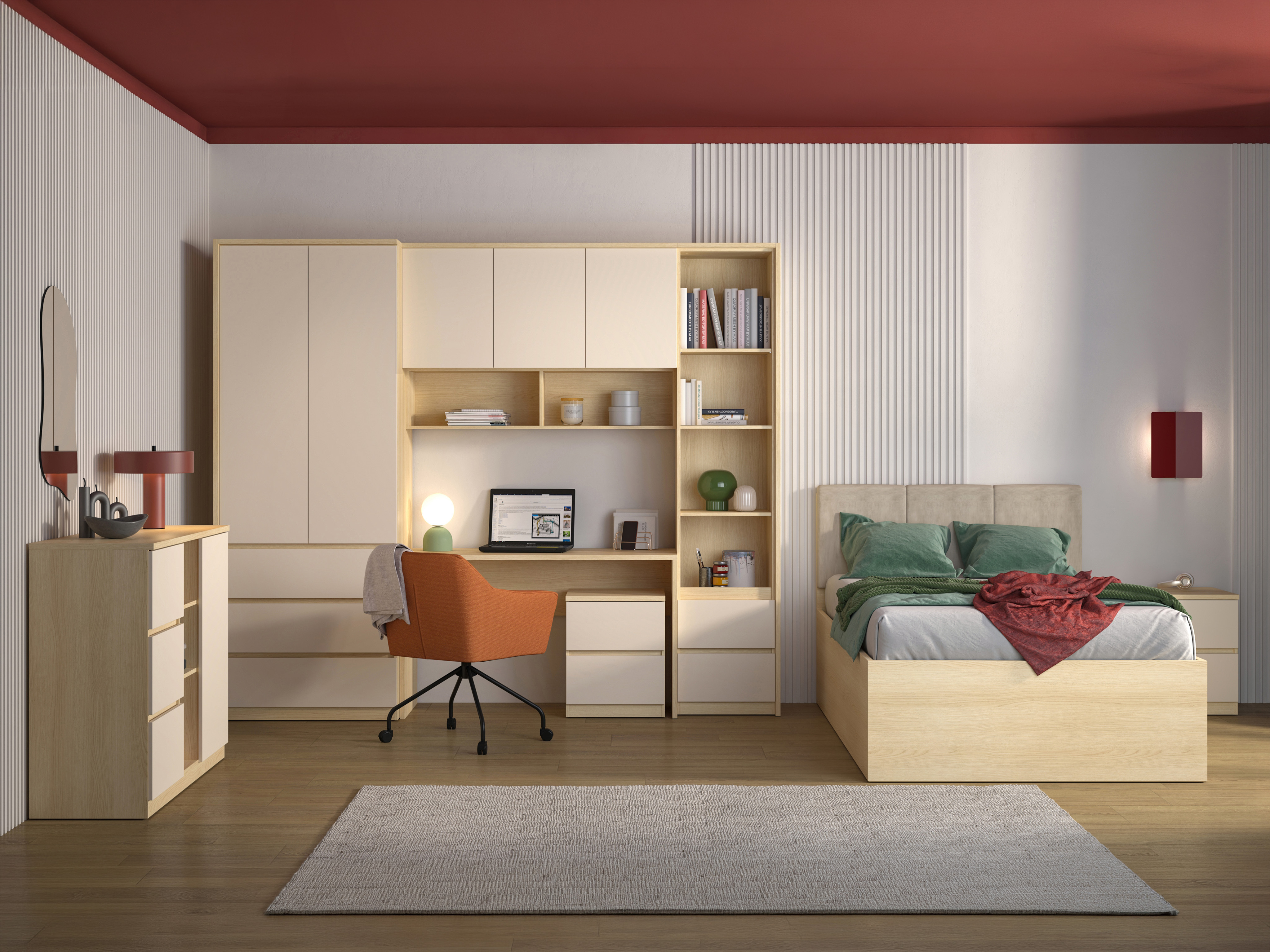 Σετ επίπλων Nolcala 123 (Δρυς + Μπεζ)