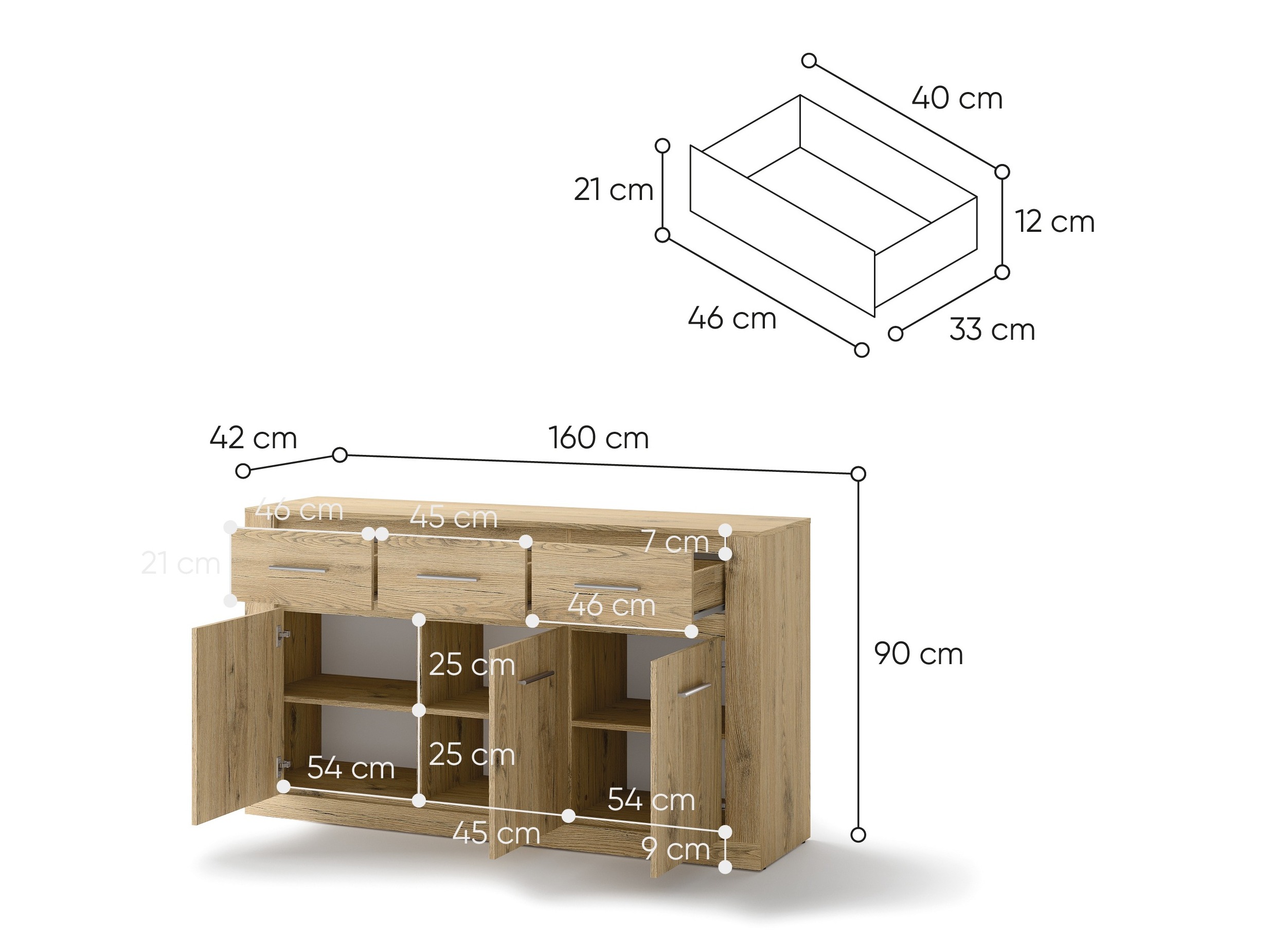 Chest of drawers Cirdelu 109 (San Remo oak)