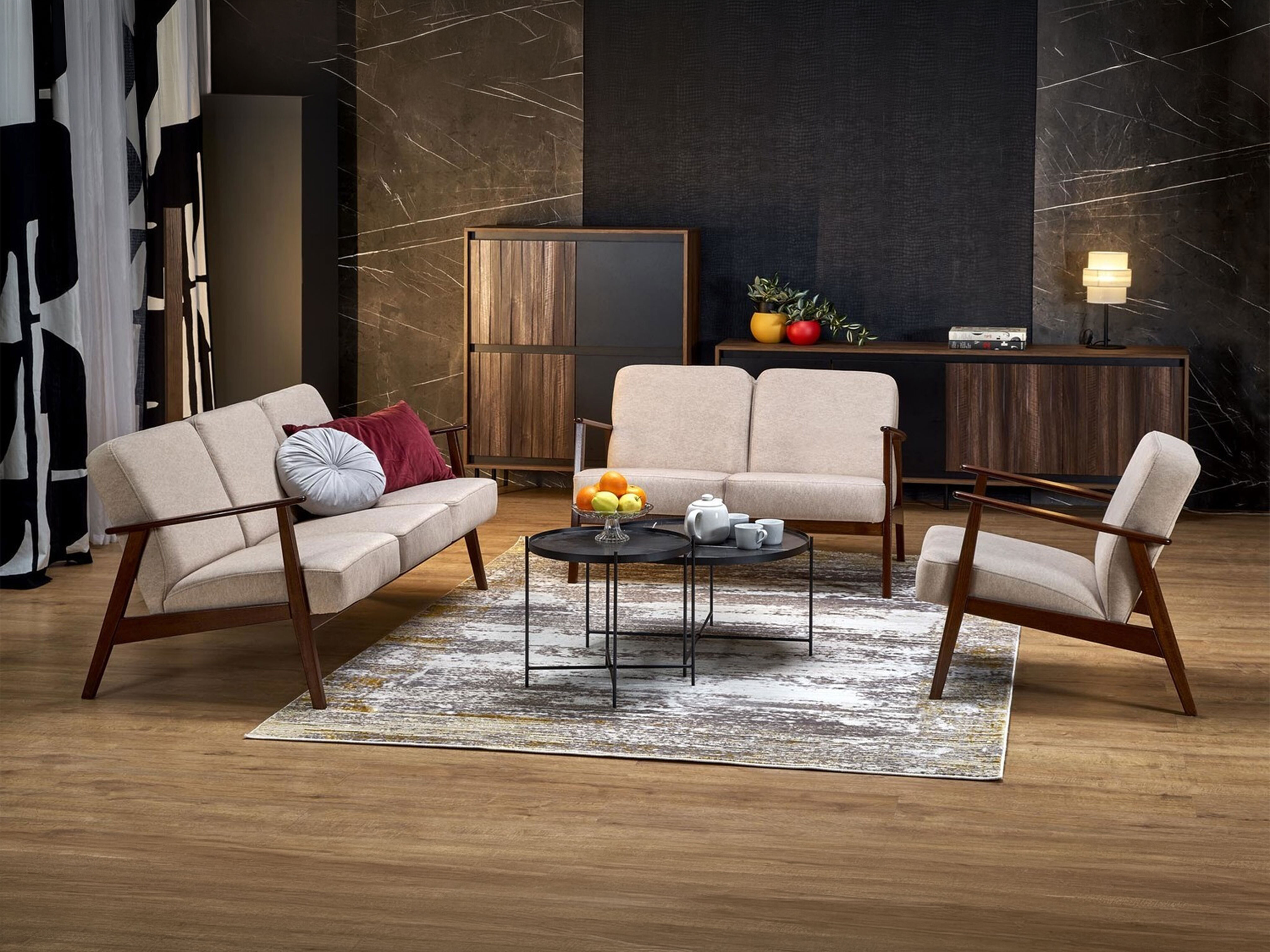 Καναπές Houston 2117 (Μπεζ + Καρυδί)