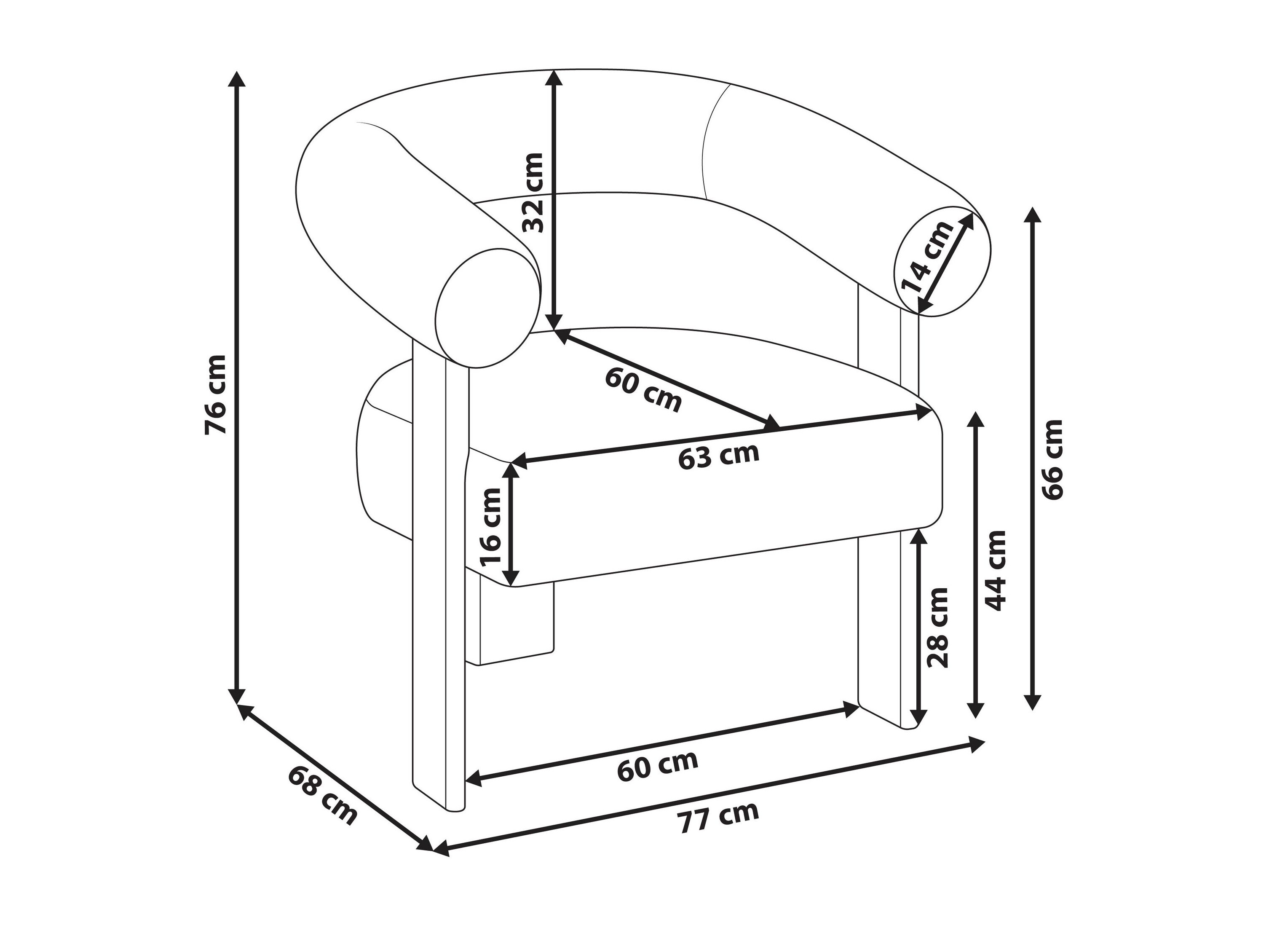 Πολυθρόνα Berwyn 3264 (Άσπρο + Σκούρο καφέ)