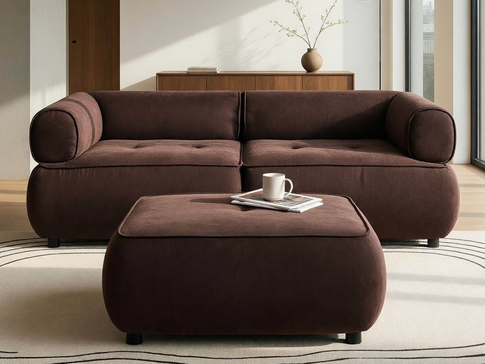 Σετ ταπετσαρισμένων επίπλων Berwyn 3266 (Σκούρο καφέ)